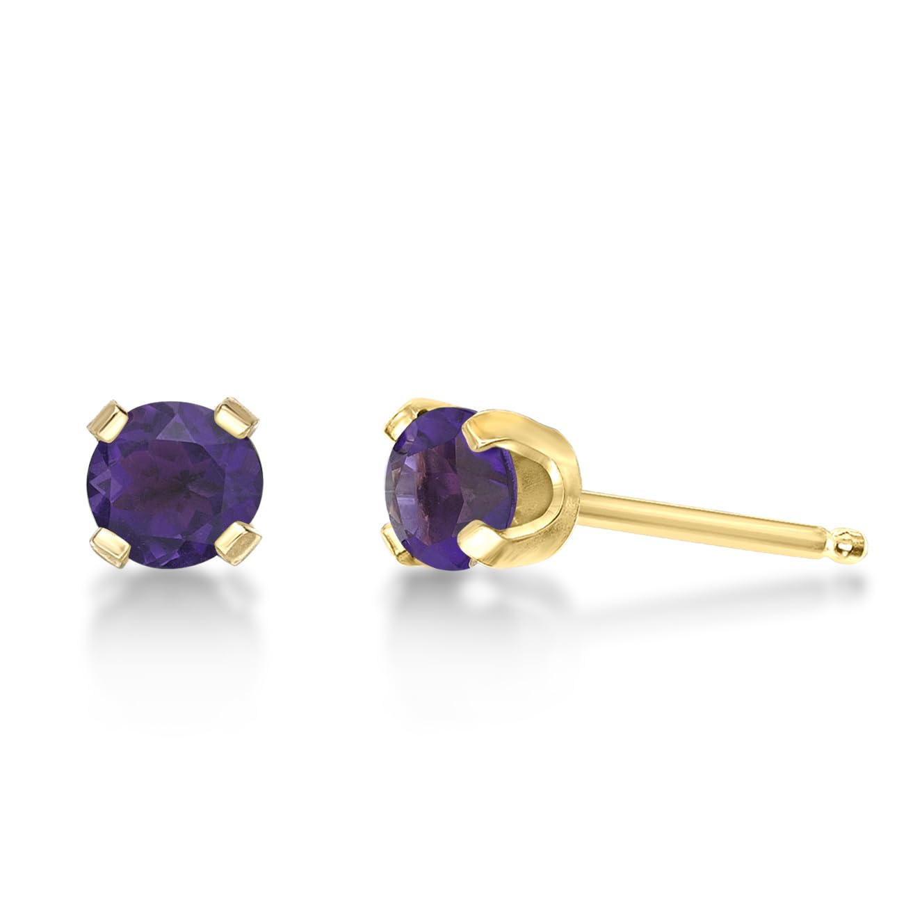 14K Yellow or White Gold Natural Gemstone Round Stud Earrings for Women - 5mm Push Back Birthstone Jewelry by Lavari Jewelers | Perfect Gift for Birthday, Anniversary & Everyday Elegance