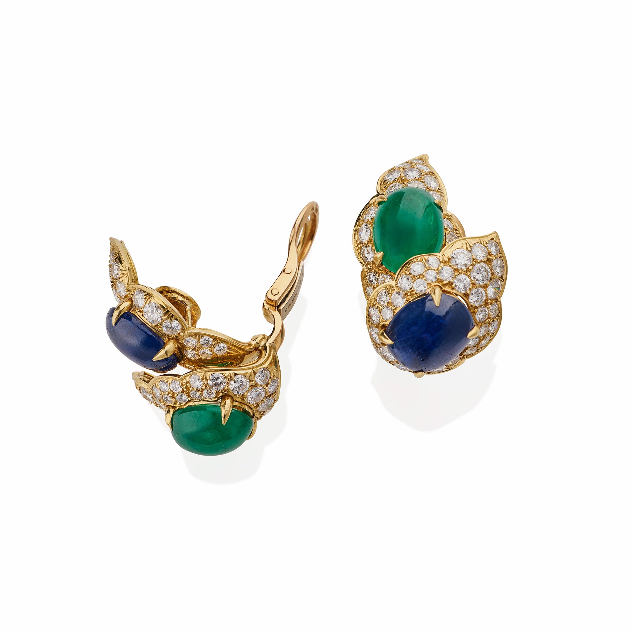 Bulgari Emerald & Sapphire Clip-On Earrings for Women | Luxury Jewelry for Parties, Weddings & Special Occasions