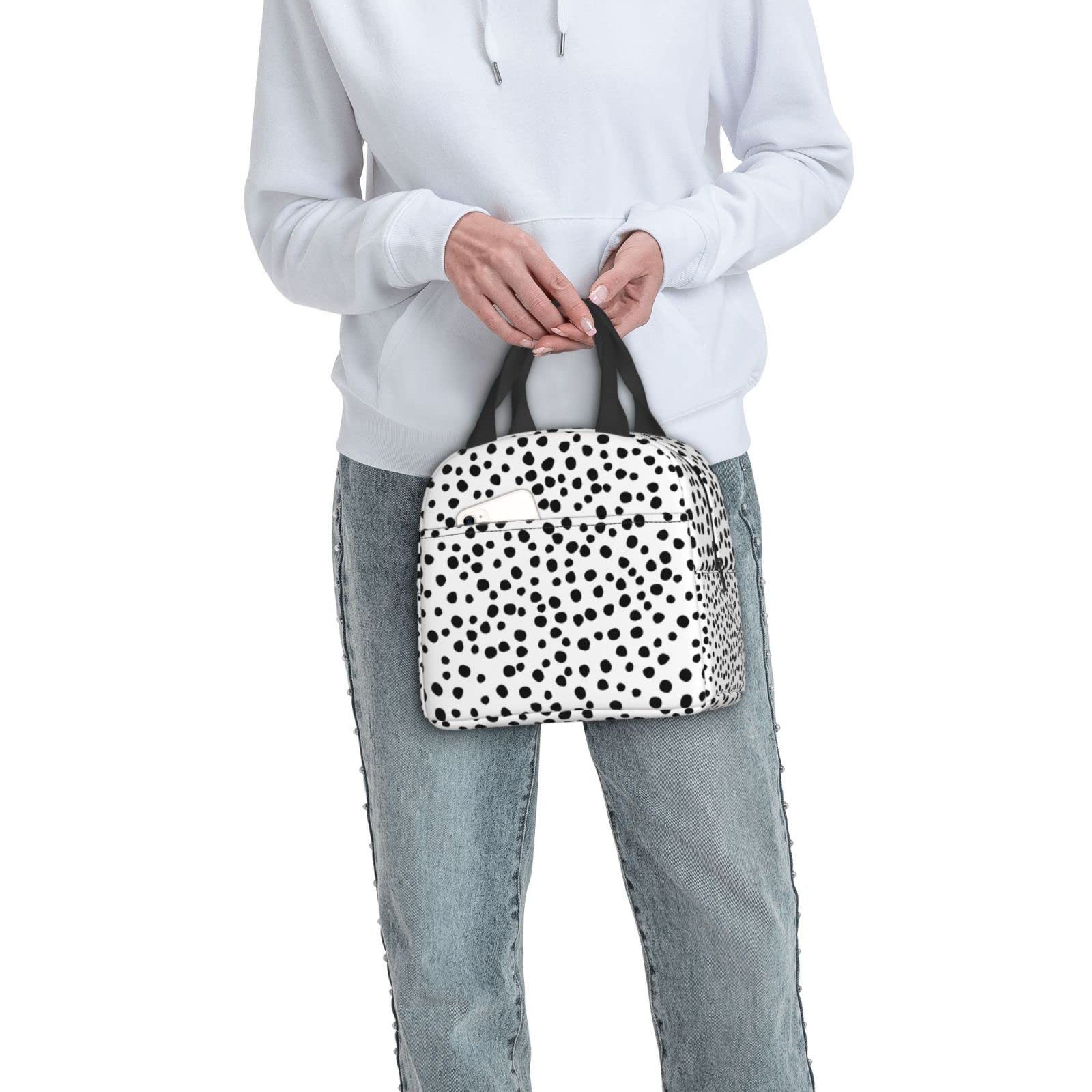 Polka Dot Insulated Lunch Box for Women, Men, Kids - Reusable & Washable Thermal Lunch Bag for School, Office, Picnics & Outdoor Activities