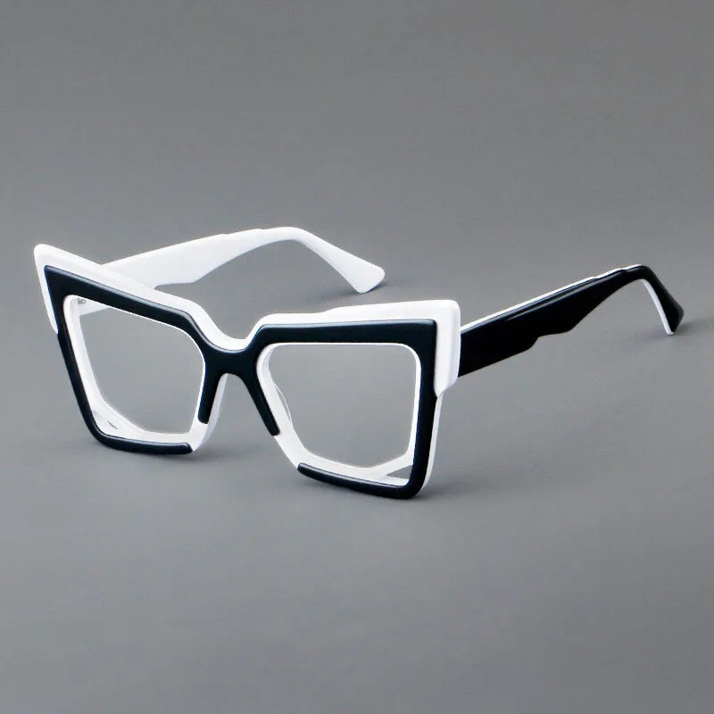 CCspace Unisex Full Rim Square Cat Eye Acetate Eyeglasses Frame 301622 - Stylish Retro Glasses for Women & Men, Perfect for Office, Reading & Fashion Accessories