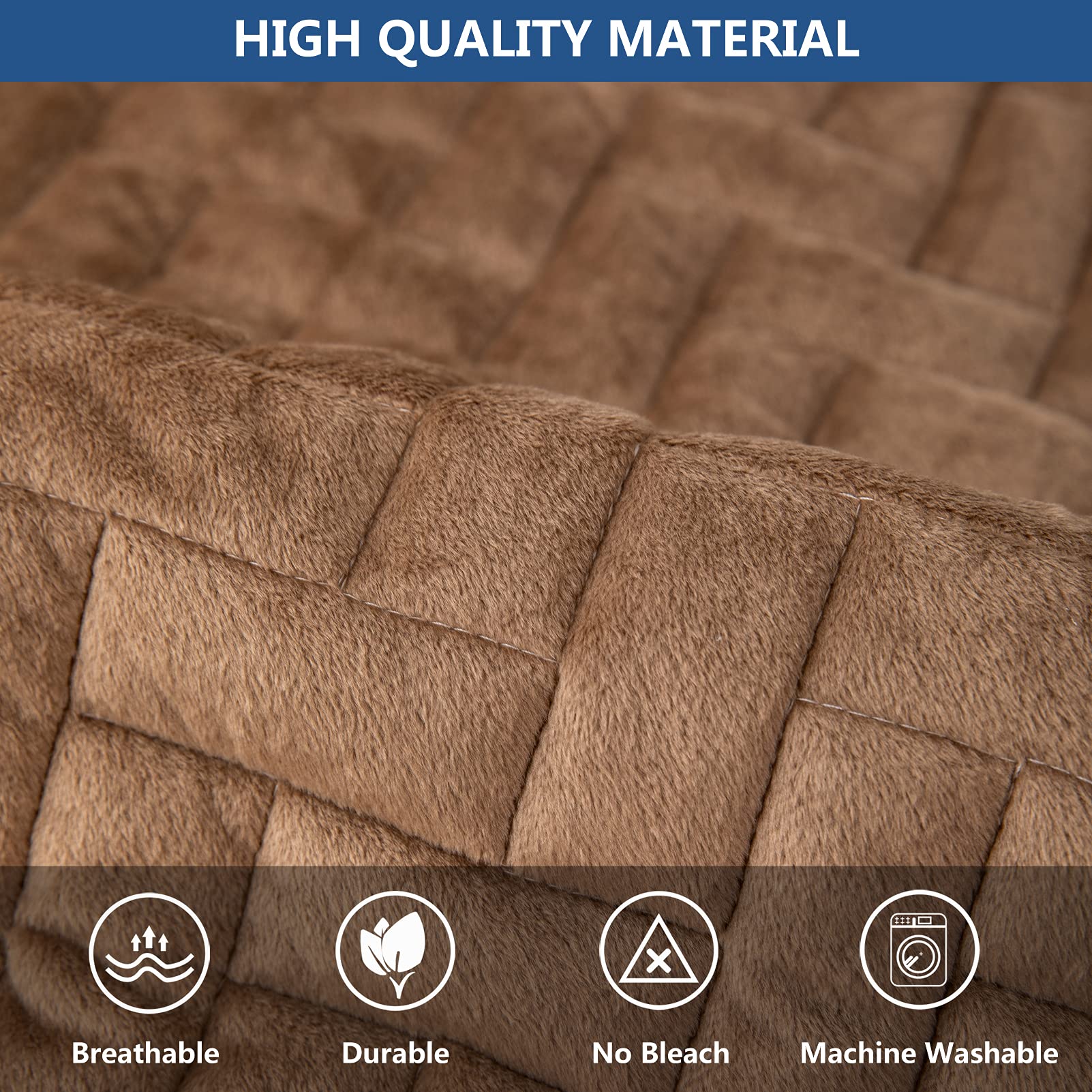 Eismodra 3-Piece Anti-Slip Sectional Sofa Cover for Pets & Kids - Brown 36