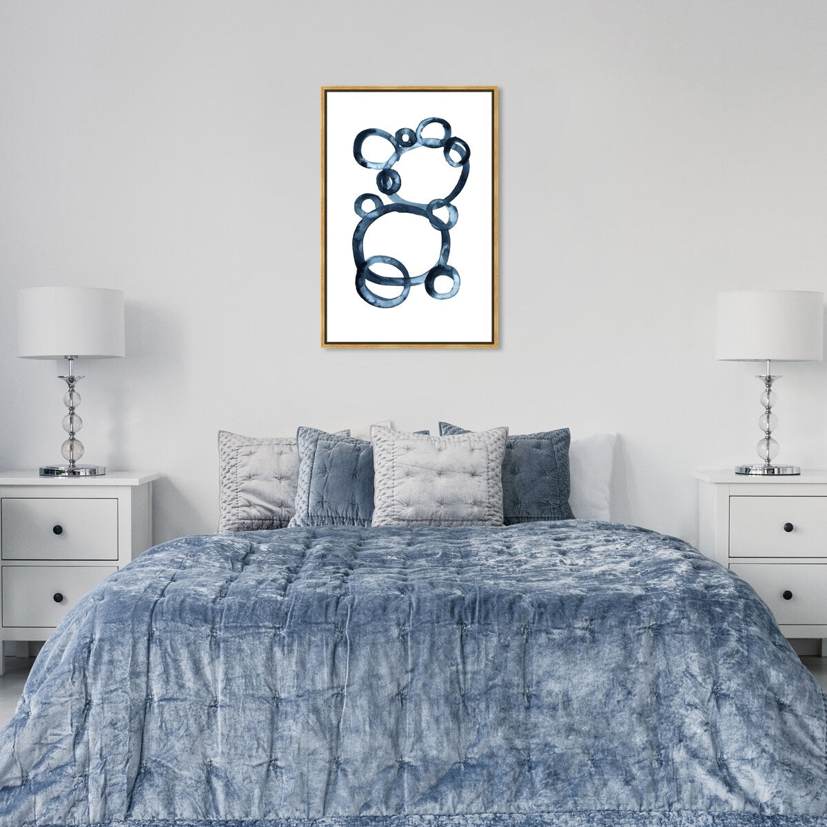 Bear Bubbles Modern Baby Bear Fingerpainted Art - White Framed Canvas Wall Print for Nursery & Boys Room Decor - Perfect for Baby Showers, Kids Bedrooms & Playroom Wall Art