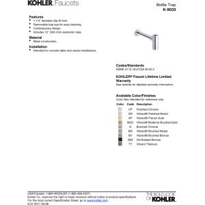 Kohler K-9033-G Contemporary Round Bottle Trap in Brushed Chrome Finish - Perfect for Modern Bathroom Sink Drain Installation