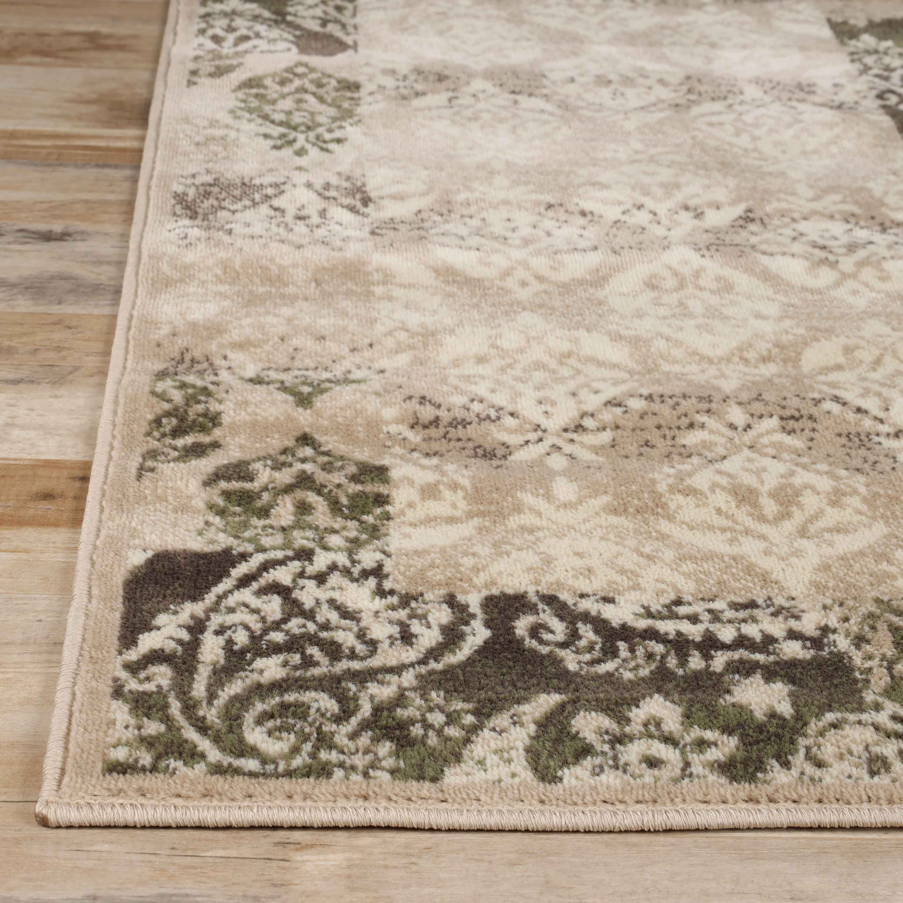 Stylish Modern Damask Indoor Area Rugs & Runners - Non-Slip Soft Living Room Carpet for Bedroom, Hallway, Dining Room Decor
