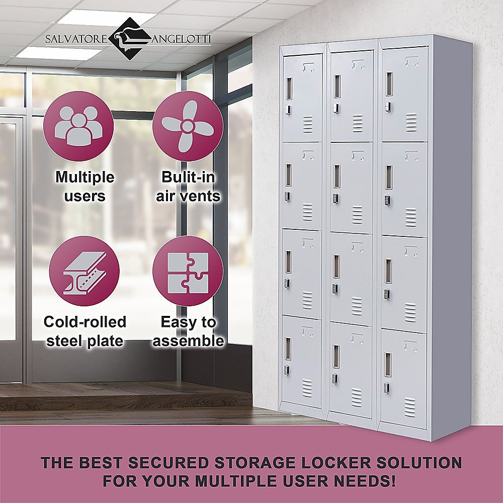 12-Pack Heavy Duty Door Locker with Padlock - Secure Storage for Office, Gym, Shed, School & Home - Ideal for Lockers, Cabinets, Gates and Storage Units