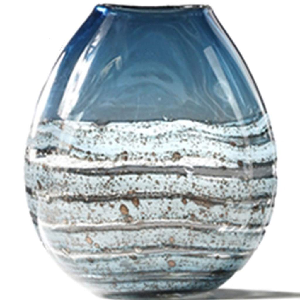 Modern Glass Flower Vase - Simple Hydroponic Floral Centerpiece for Dining Table & Living Room Decor | Blue Home Decoration Vase (29x15cm) | Perfect for Weddings, Parties & Housewarming Gifts