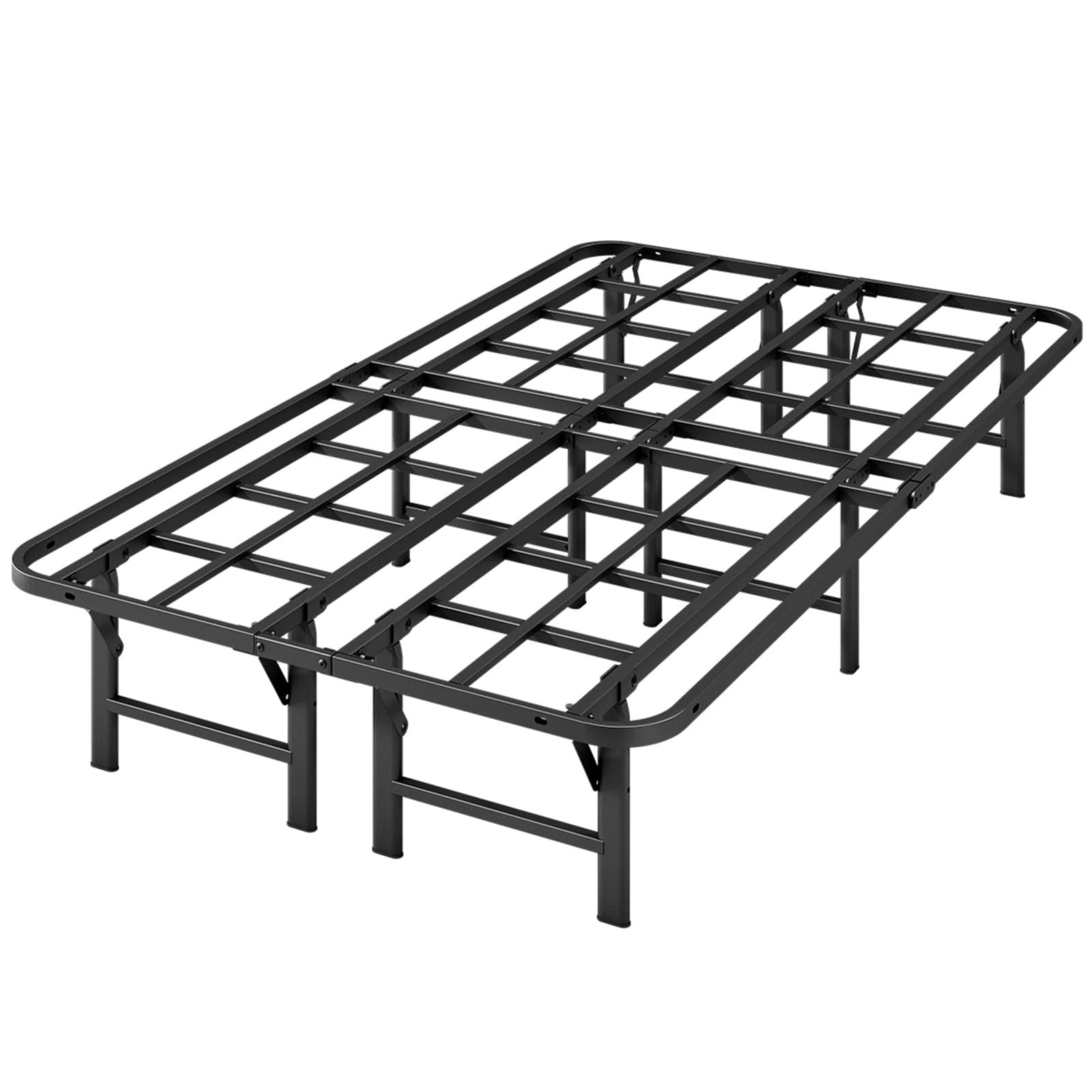 ZIYOO Twin Folding Bed Frame - 16 Inch Heavy Duty Metal Platform with Mattress Foundation, No Box Spring Needed | Quick Assembly, Noise Free, Black | Perfect for Guest Rooms, Dorms & Small Spaces