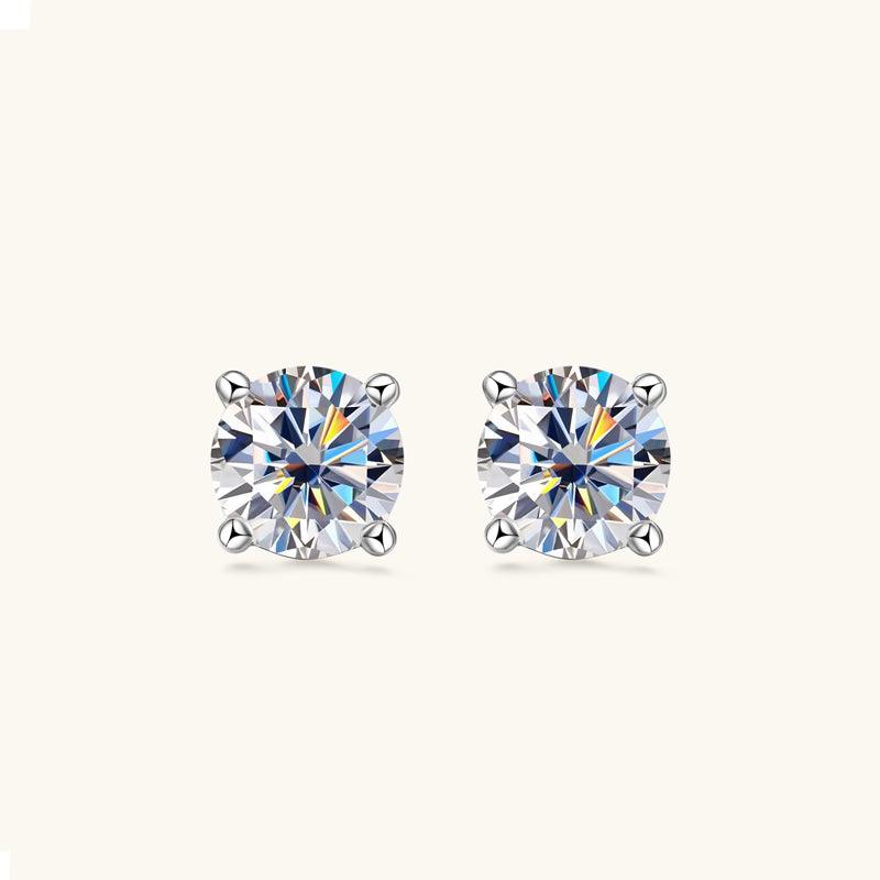 Classic 4-Prong Moissanite Stud Earrings for Women - Durable & Sparkling White Gold Earrings for Everyday Wear, Gift Giving & Special Occasions