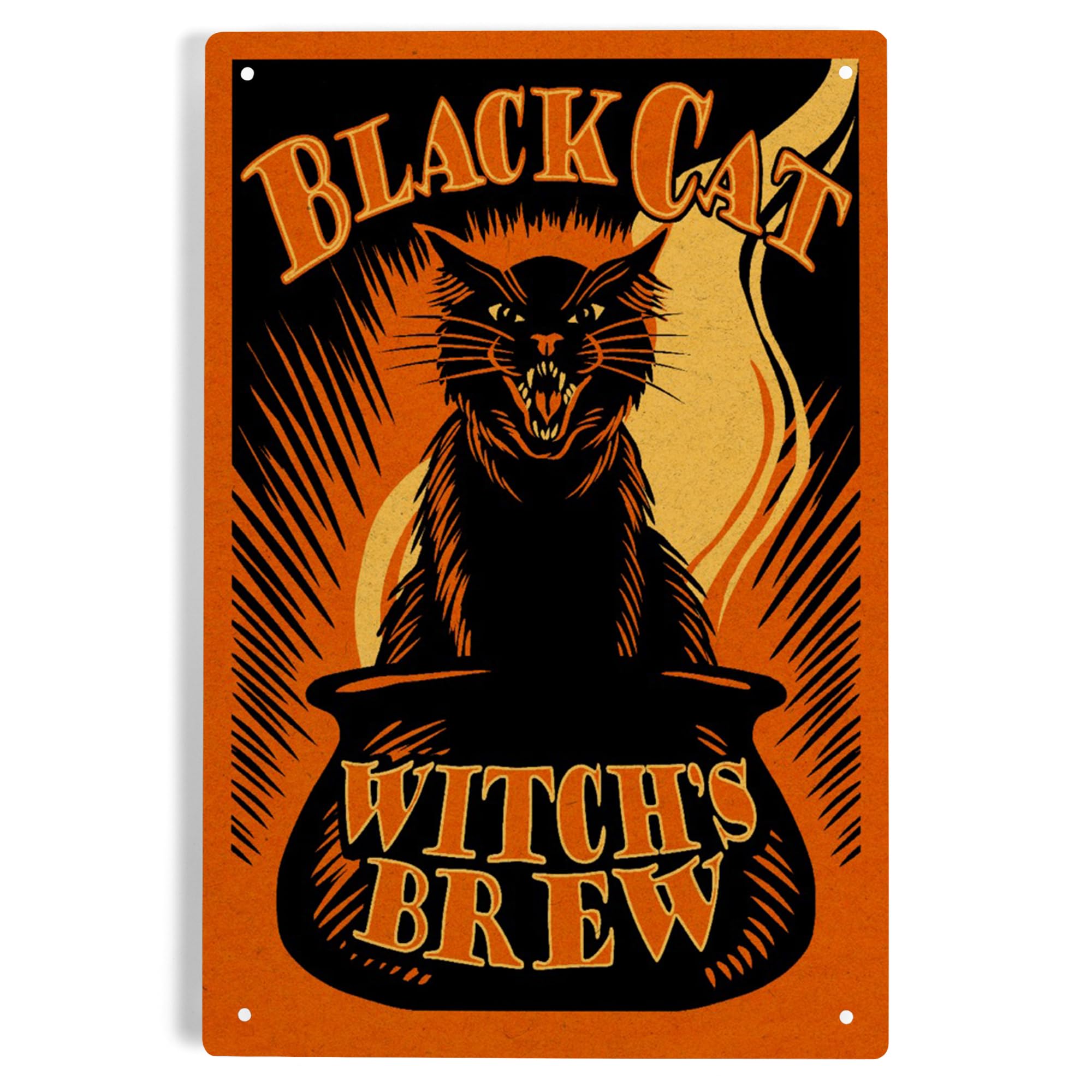 Lantern Press 6x9 Inch Halloween Metal Sign - Black Cat Witch's Brew Wall Decor for Home, Bar, Cafe & Halloween Party Decoration