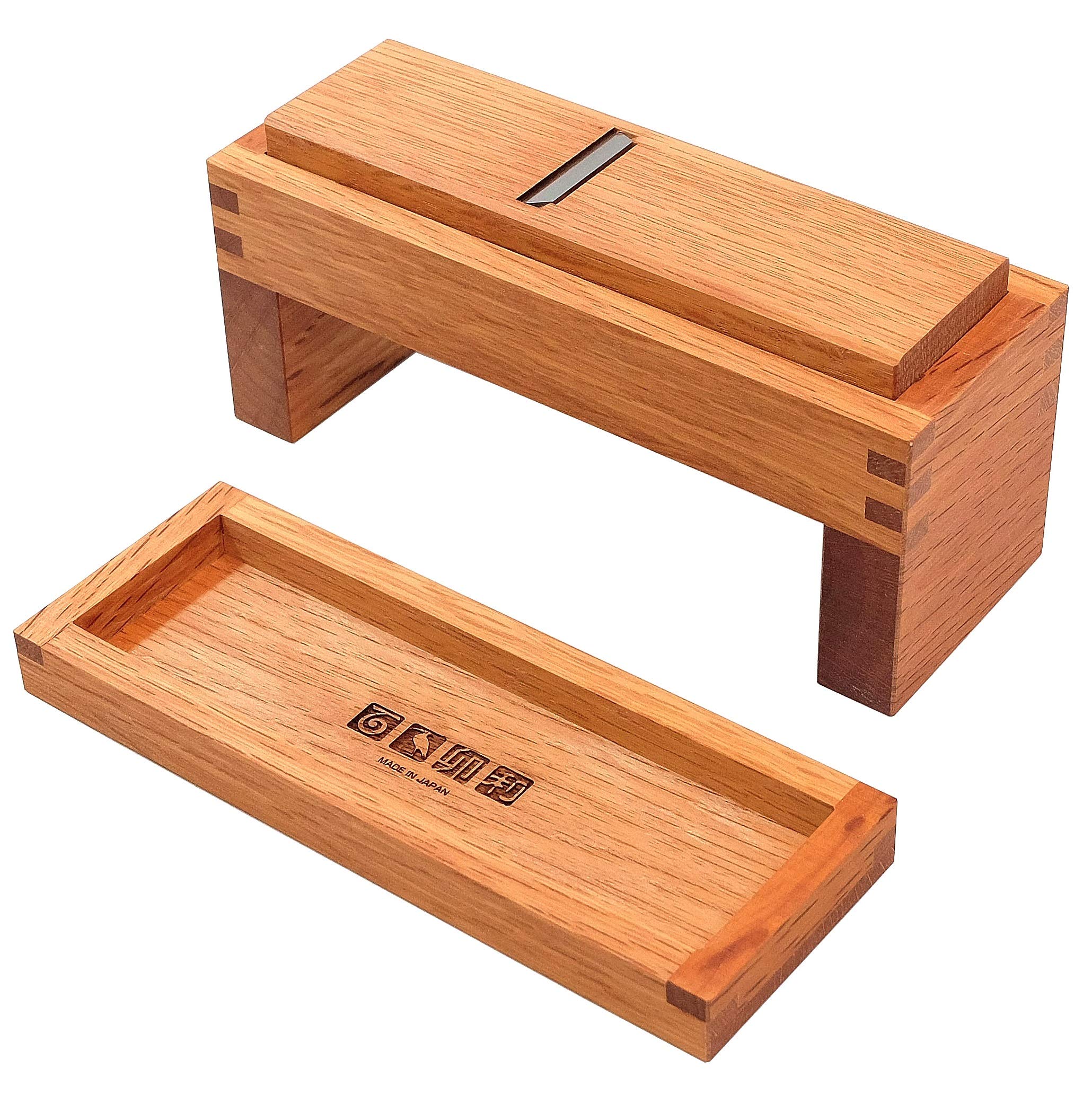 Premium KAKURI Japanese Bonito Shaver Tool - Aogami Blue Steel No.2 Blade with Red Oak Body - Authentic Katsuobushi Kezuriki for Flawless Bonito Flakes - Handcrafted in Japan - Perfect for Sushi, Ramen & Japanese Cooking