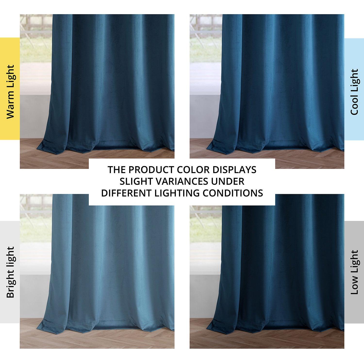 Dark Blue Grommet Simply Velvet Blackout Curtains Pair (2 Panels) - Thermal Insulated Window Drapes for Bedroom & Living Room