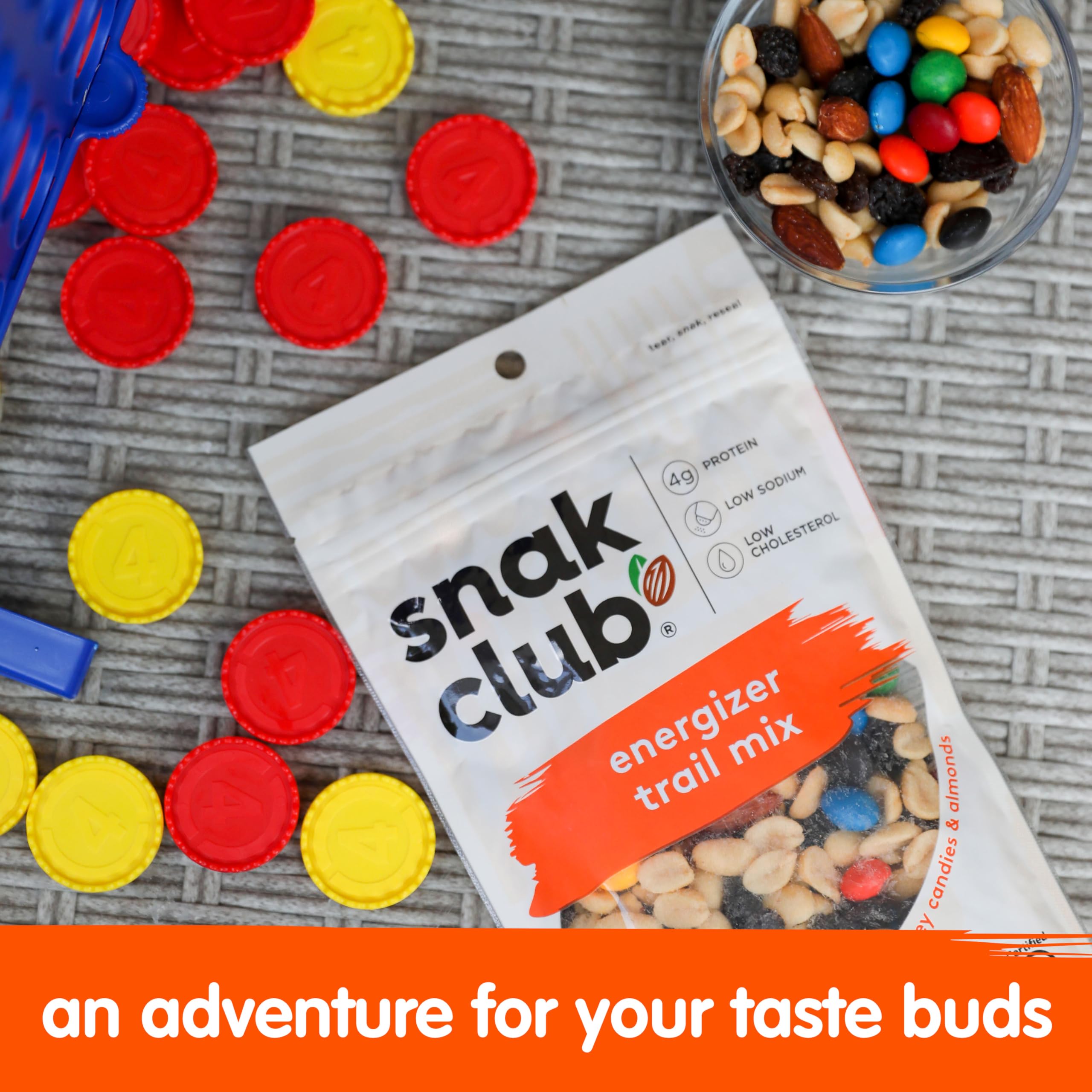 Snak Club Energizer Trail Mix - Roasted Salted Peanuts, Raisins, Chocolate Candies & Almonds - Gluten-Free, Kosher Snack - 16oz Resealable Bag - Perfect for Hiking, Camping & Office Snacks