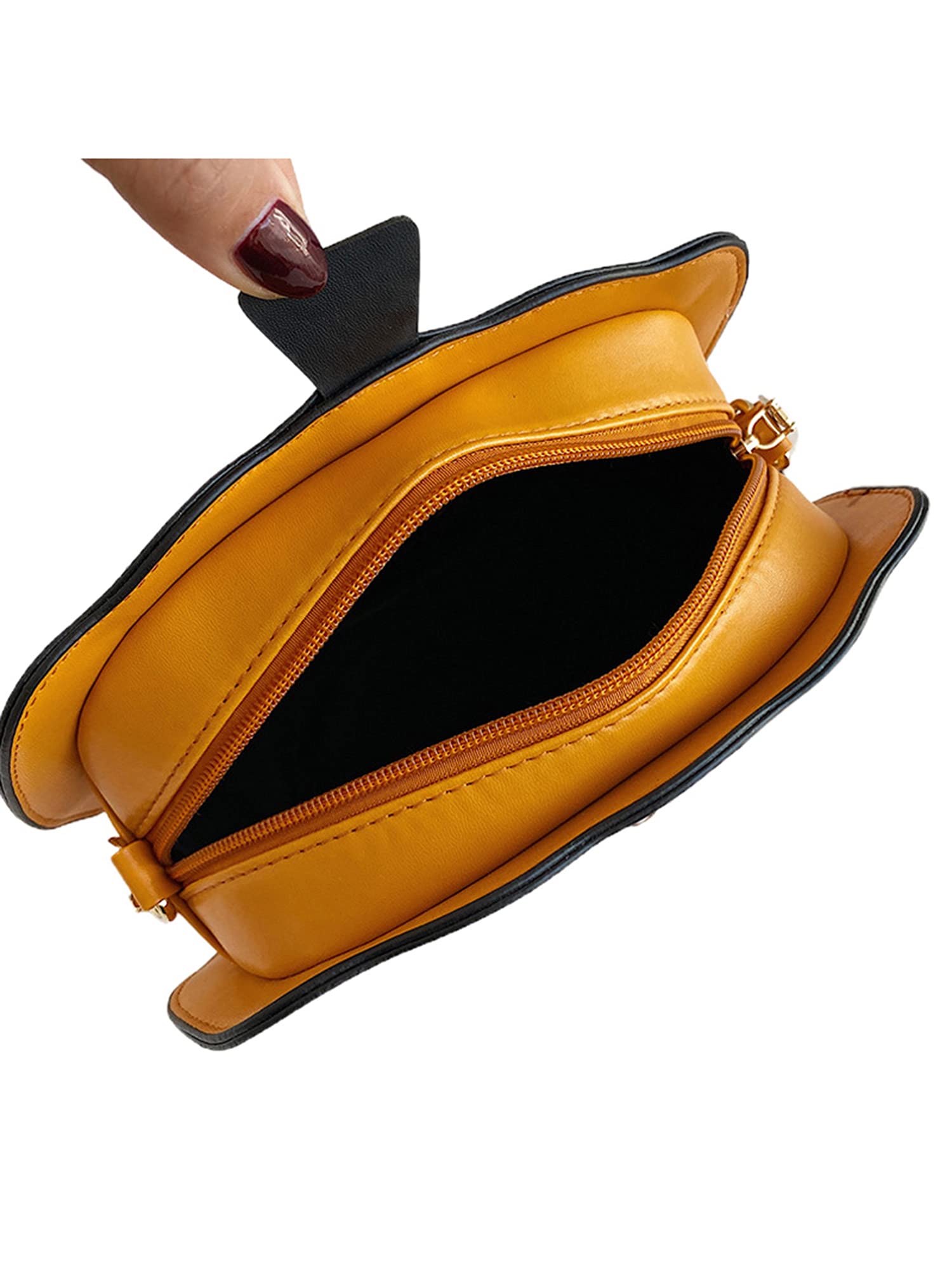 Women's Pumpkin Shoulder Bag - Cute Devil Crossbody Purse for Halloween Trick or Treat - Fashionable Yellow Handbag for Parties, Cosplay & Spooky Outfits
