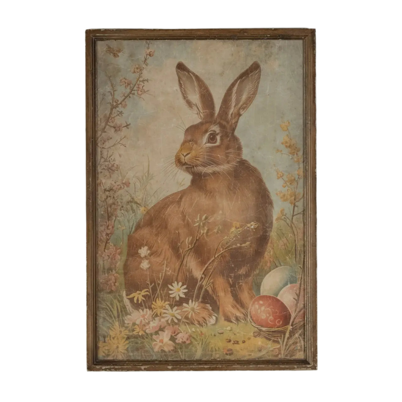 Framed Curious Bunny Print Wall Art - Cute Rabbit Painting for Nursery, Kids Room Decor & Home Office - Perfect Gift for Animal Lovers & Easter Decorations