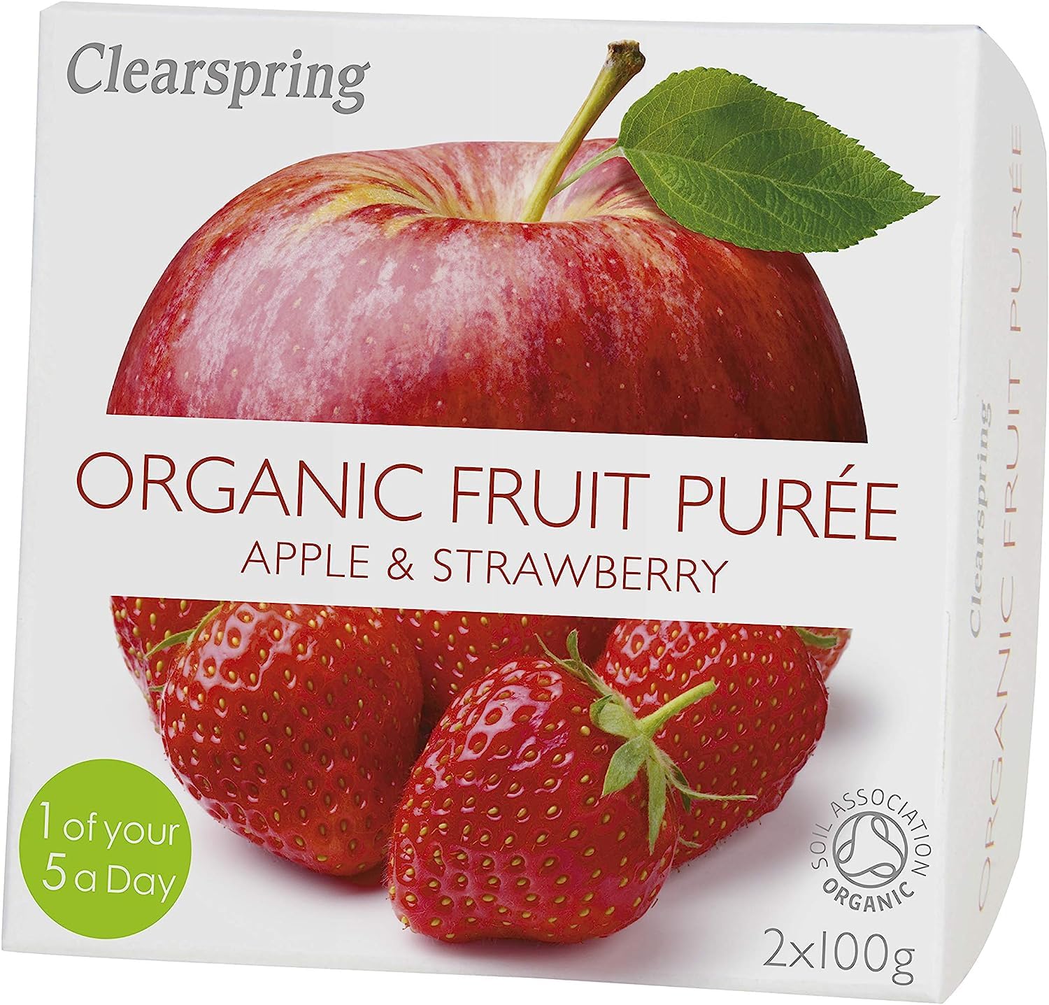 Organic Apple & Strawberry Fruit Puree by Clearspring - 200g | Healthy Baby Food, Smoothie Ingredient & Baking Topping | USDA Certified, Non-GMO, Vegan Snack