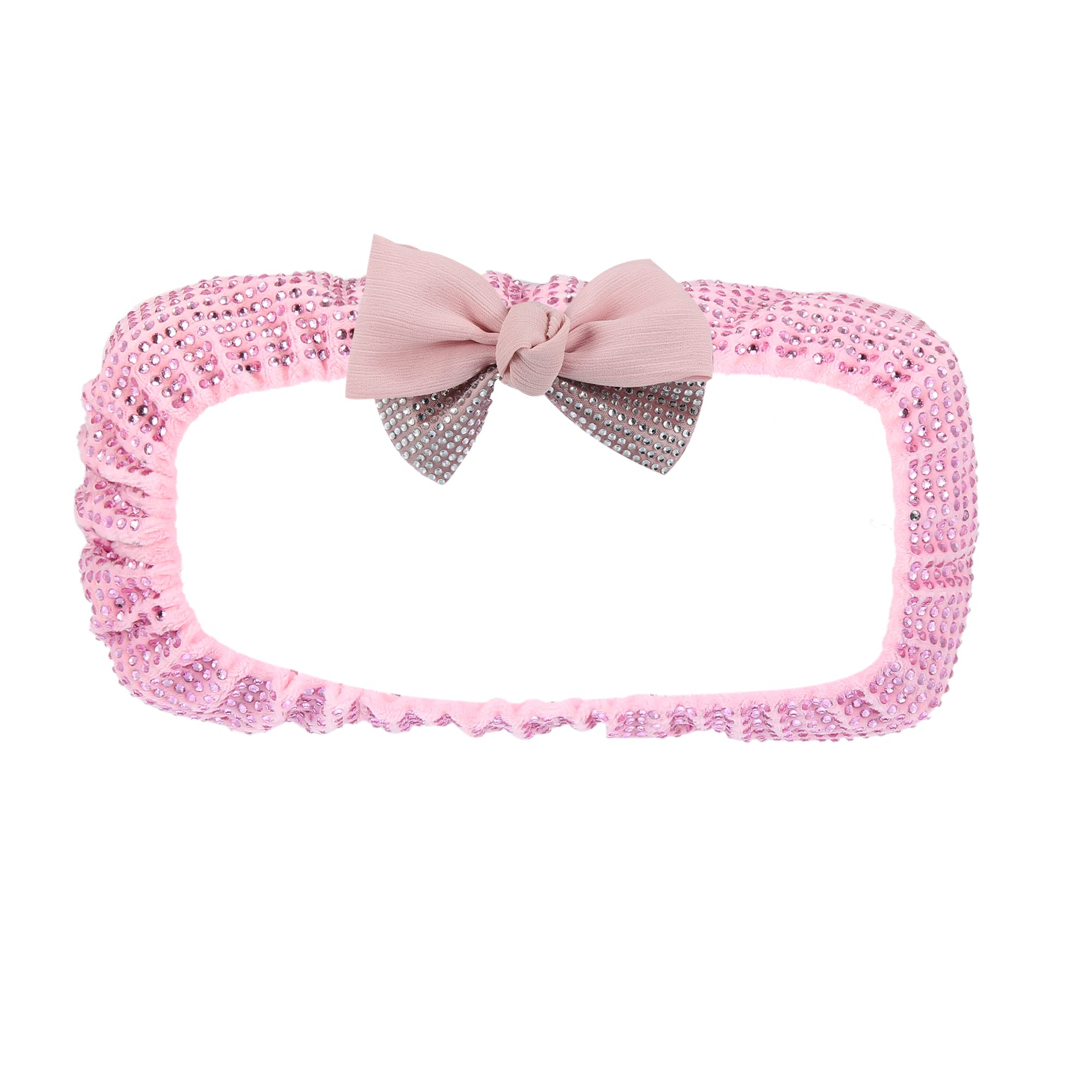 X AUTOHAUX Pink Faux Crystal Rhinestone Bow Knot Car Rear View Mirror Decorative Cover - Elegant Mirror Accessories Charm for Women, Perfect for Daily Commute & Road Trips