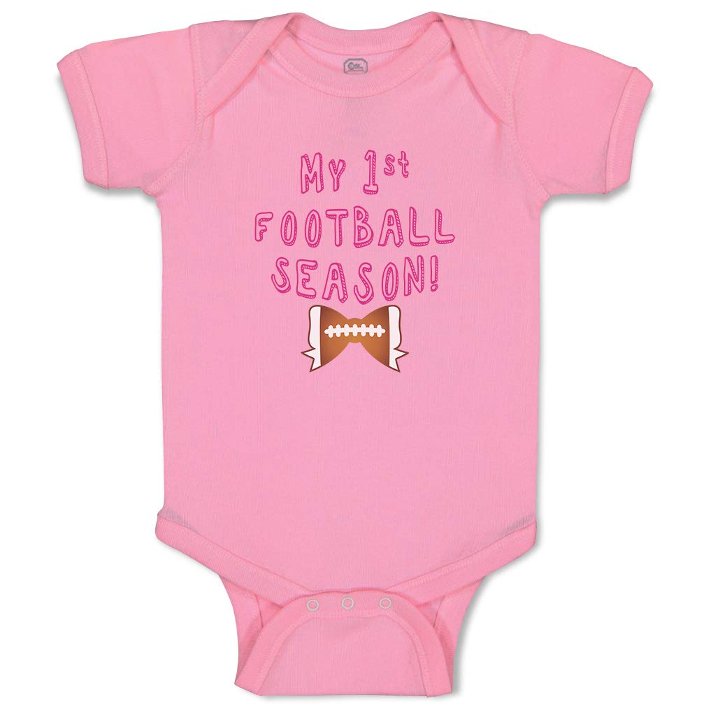 My First Football Season Baby Bodysuit - Custom Boy & Girl Funny Cotton Onesie - Soft Pink Design (12 Months) - Perfect for Game Day, Baby Showers & Football Fan Gifts
