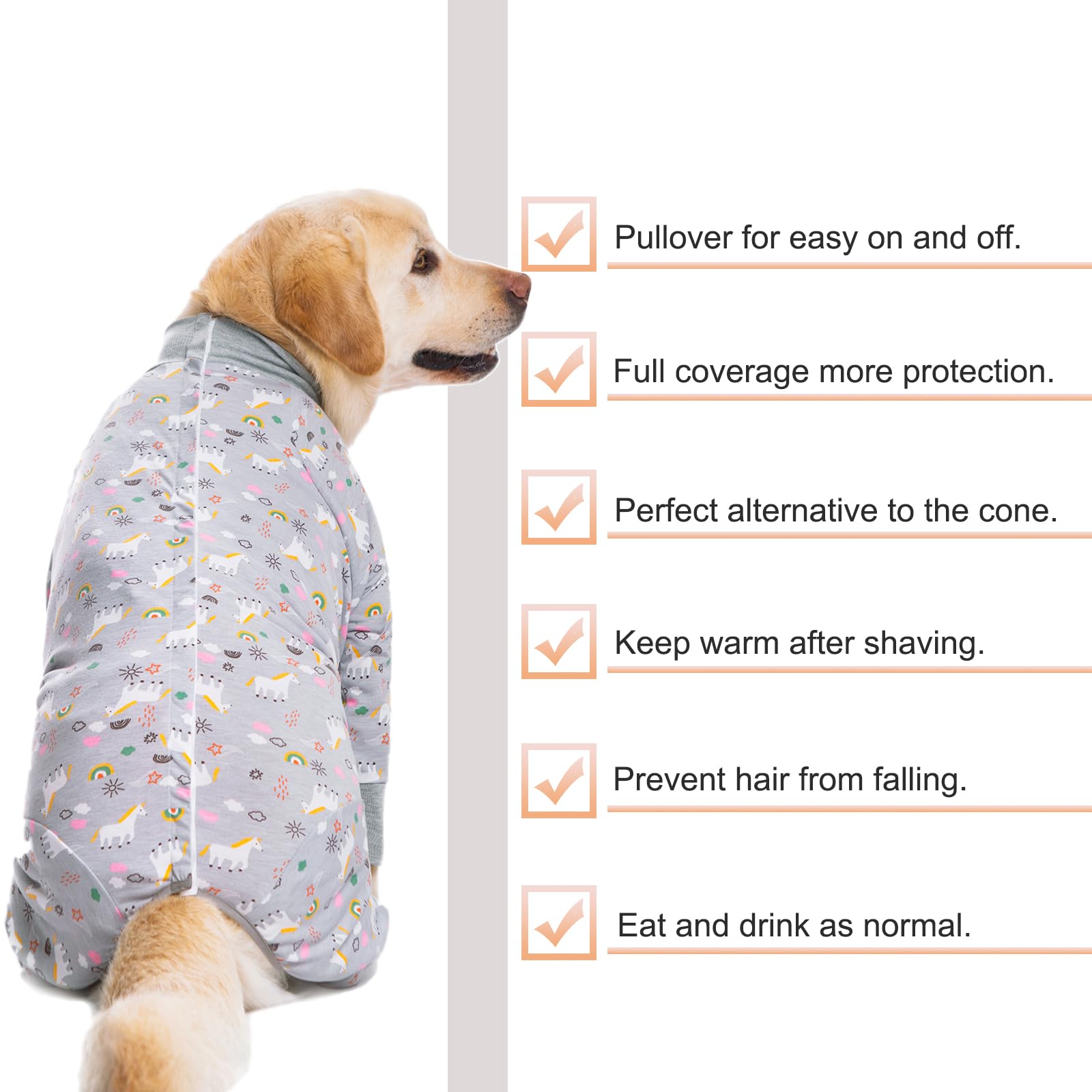 Post-Surgery Recovery Suit for Large & Medium Dogs - Soft, Breathable Anti-Licking Dog Onesie | E-Collar & Cone Alternative | Pet Bodysuit for Wound Protection & Hair Loss Prevention (4XL, Grey Pony) - Perfect for Post-Op Care, Spay/Neuter Recovery & Skin Protection