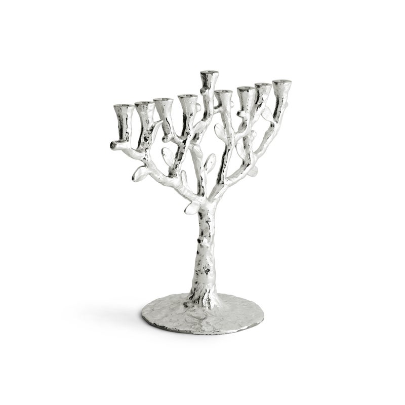 Tree of Life Menorah - Elegant Hanukkah Candle Holder for Jewish Holiday Decor & Home Celebration