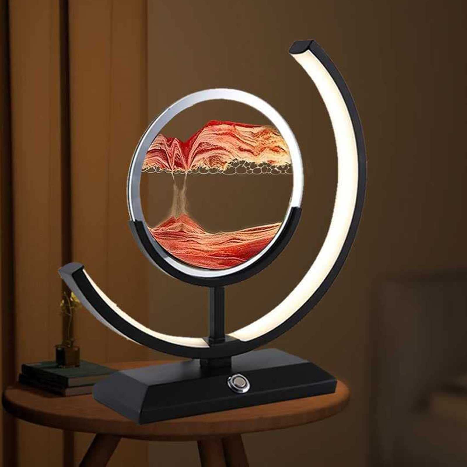 WENCY Moving Sand Art Picture - 3D Deep Sea Sandscape in Round Glass with LED 3 Colors Dimmable Light | Desktop Decoration for Adults & Kids | Office Decor, Home Decor, Stress Relief Gift
