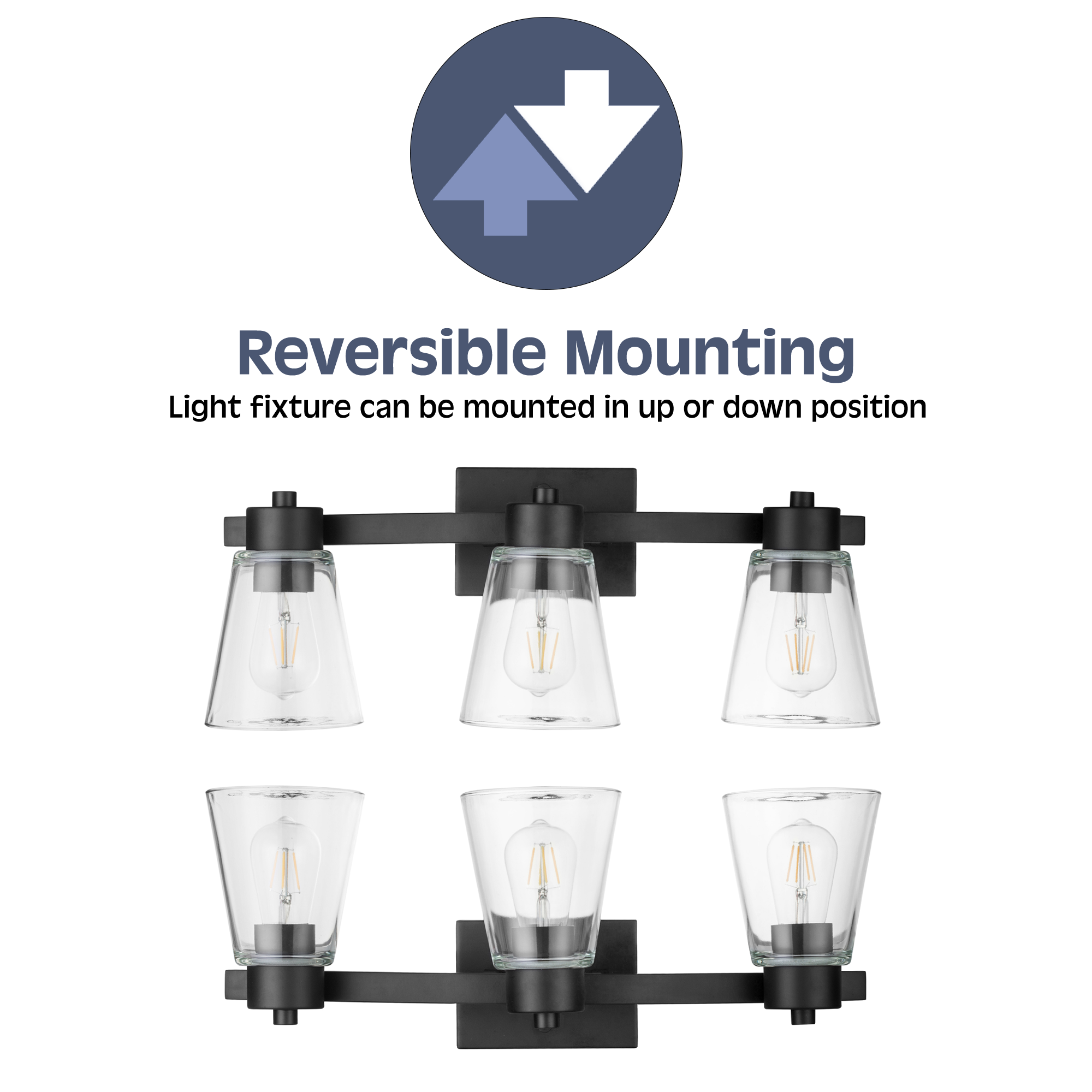 Fairendale 3-Light Vanity Light Fixture with Clear Glass Shades in Matte Black - Perfect for Bathroom, Bedroom, and Dressing Room Lighting