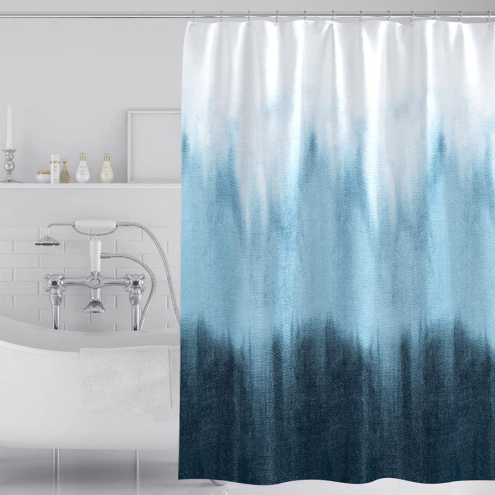 Waterproof Gradient Print Shower Curtain Set - Quick-Drying Polyester Fabric with Weighted Hem for Bathroom Decor | Modern Bathroom Accessories for Home & Hotel Use