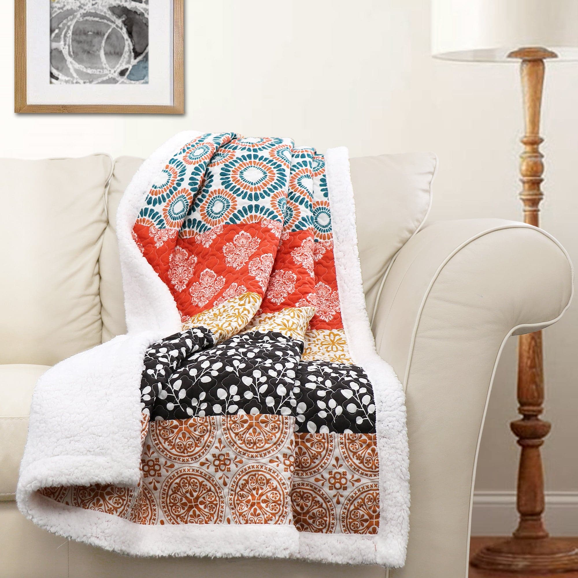 Bohemian Stripe Sherpa Throw Blanket - Soft & Cozy Flannel Plaid Pattern for Bed, Couch & Home Decor - Perfect for Winter, Camping & Gifts