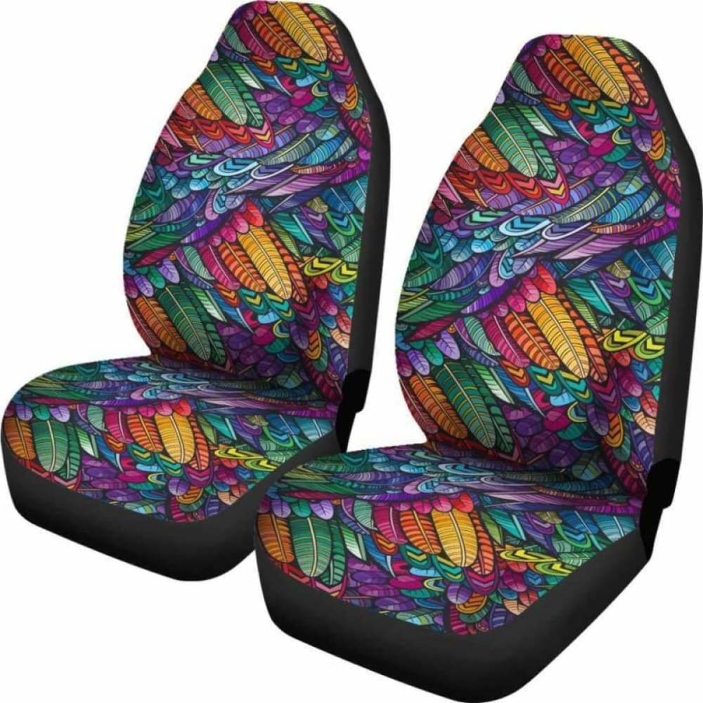 Boho Feathers Car Seat Covers for Cars, SUVs & Trucks - Stylish & Comfortable Bohemian Design - Perfect for Road Trips, Daily Commutes & Interior Decor