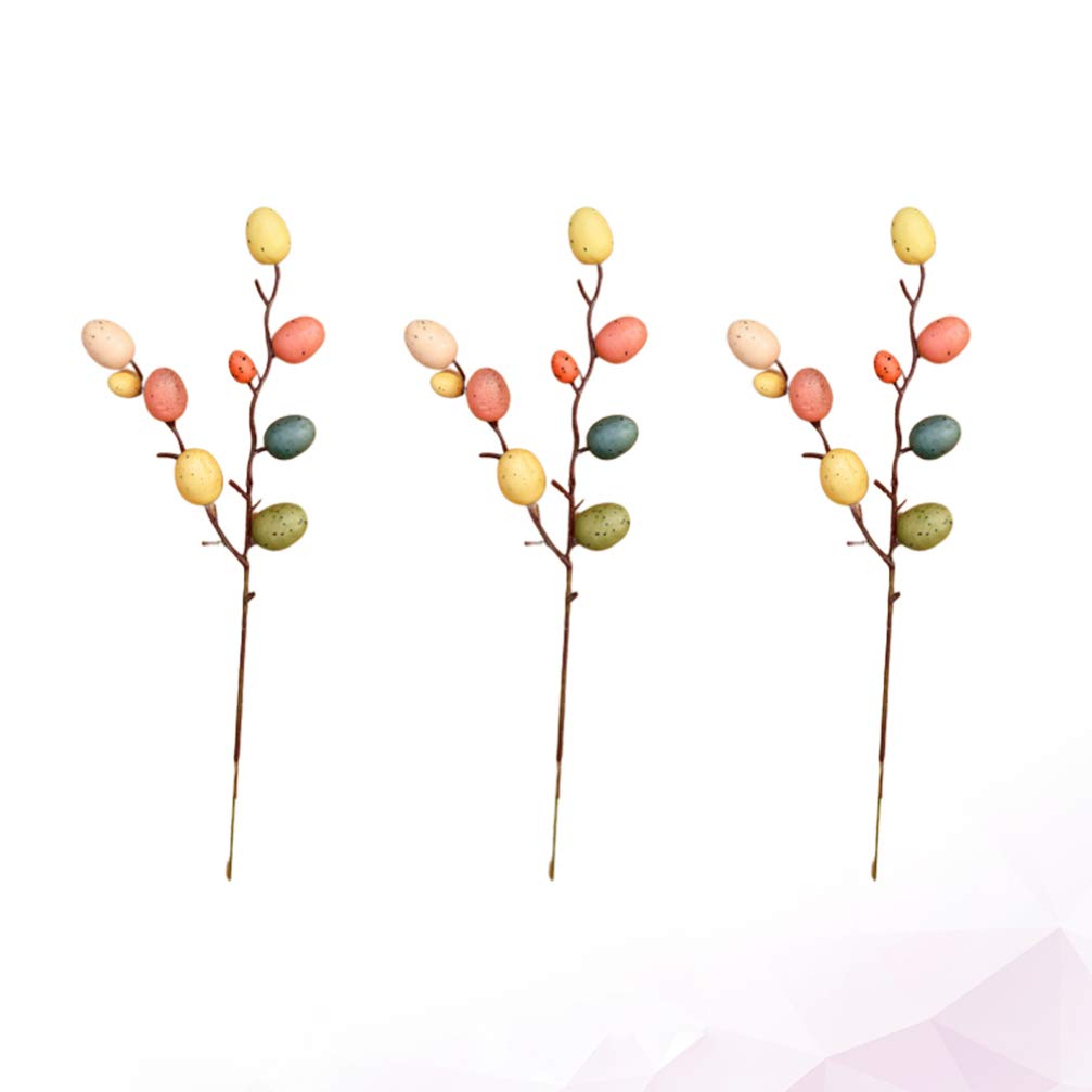 Holibanna 3-Piece Easter Egg Tree Branches - Floral Arrangement Decor with Hand-Painted Foam Eggs for Spring Party, Home & Living Room - Perfect for Easter Decorations, Table Centerpieces, and Seasonal Home Styling