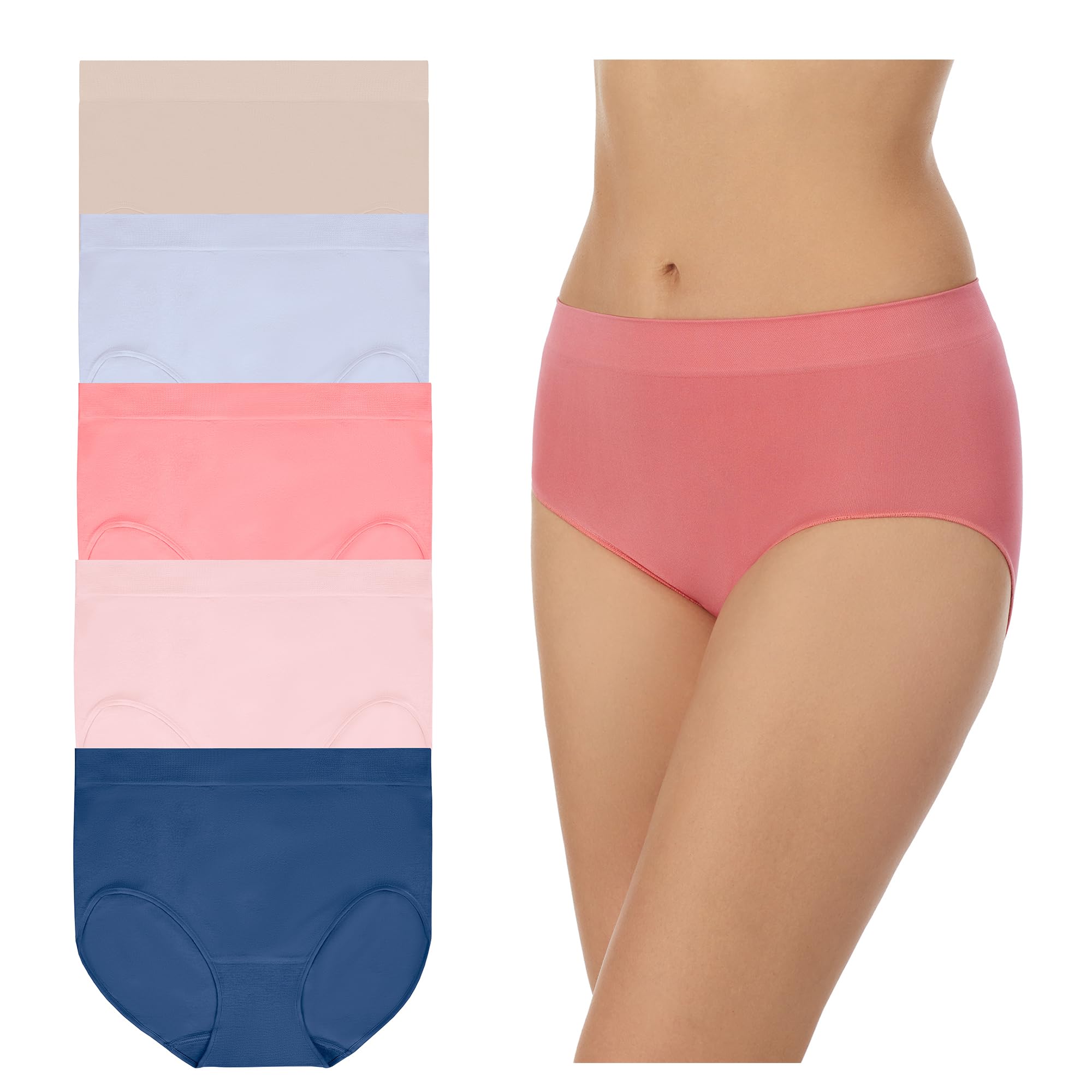 Carole Hochman Women's Seamless Full Coverage Panties 5-Pack - Ultra Soft Silky Underwear for Everyday Comfort - Regular & Plus Sizes - Perfect for Work, Travel and Lounge Wear