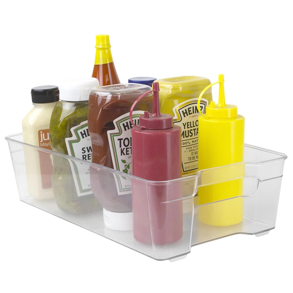 Extra Large Plastic Stackable Storage Bins with Handles for Refrigerator, Freezer & Pantry Organization - Clear Kitchen Organizer Containers for Food Storage & Home Organization