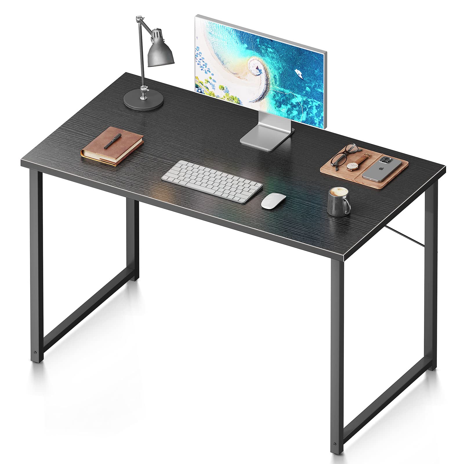 40 Inch Modern Computer Desk for Home Office - Simple Writing Study Desk with Sturdy Metal Frame, Black - Perfect for Small Spaces, Gaming & Remote Work