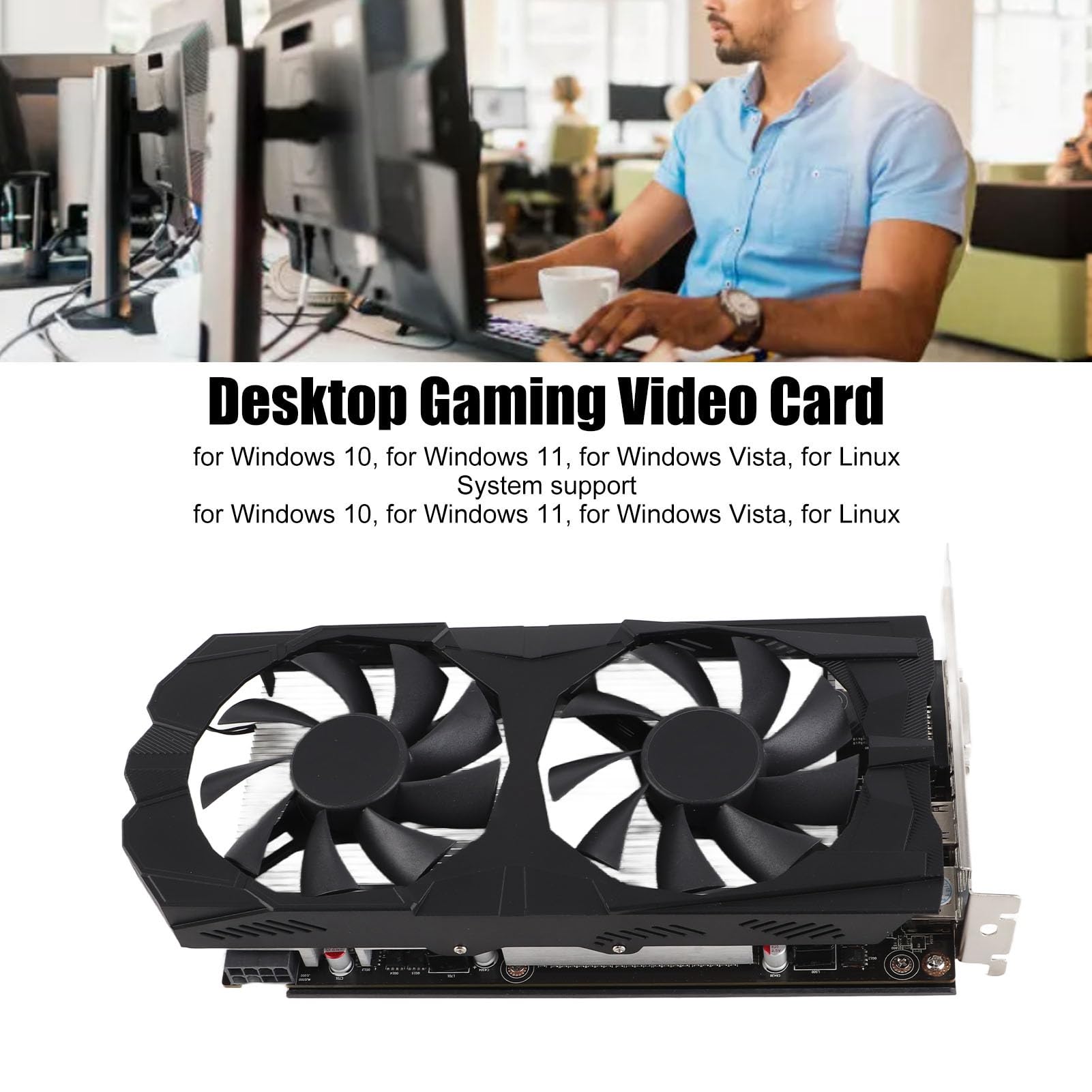 Jopwkuin RX580 8GB 256BIT GDDR5 Gaming Graphics Card - High Performance Silent Desktop GPU with Dual Cooling Fans for PC Gaming, Video Editing & 3D Rendering - Perfect for Fortnite, Call of Duty & Streaming