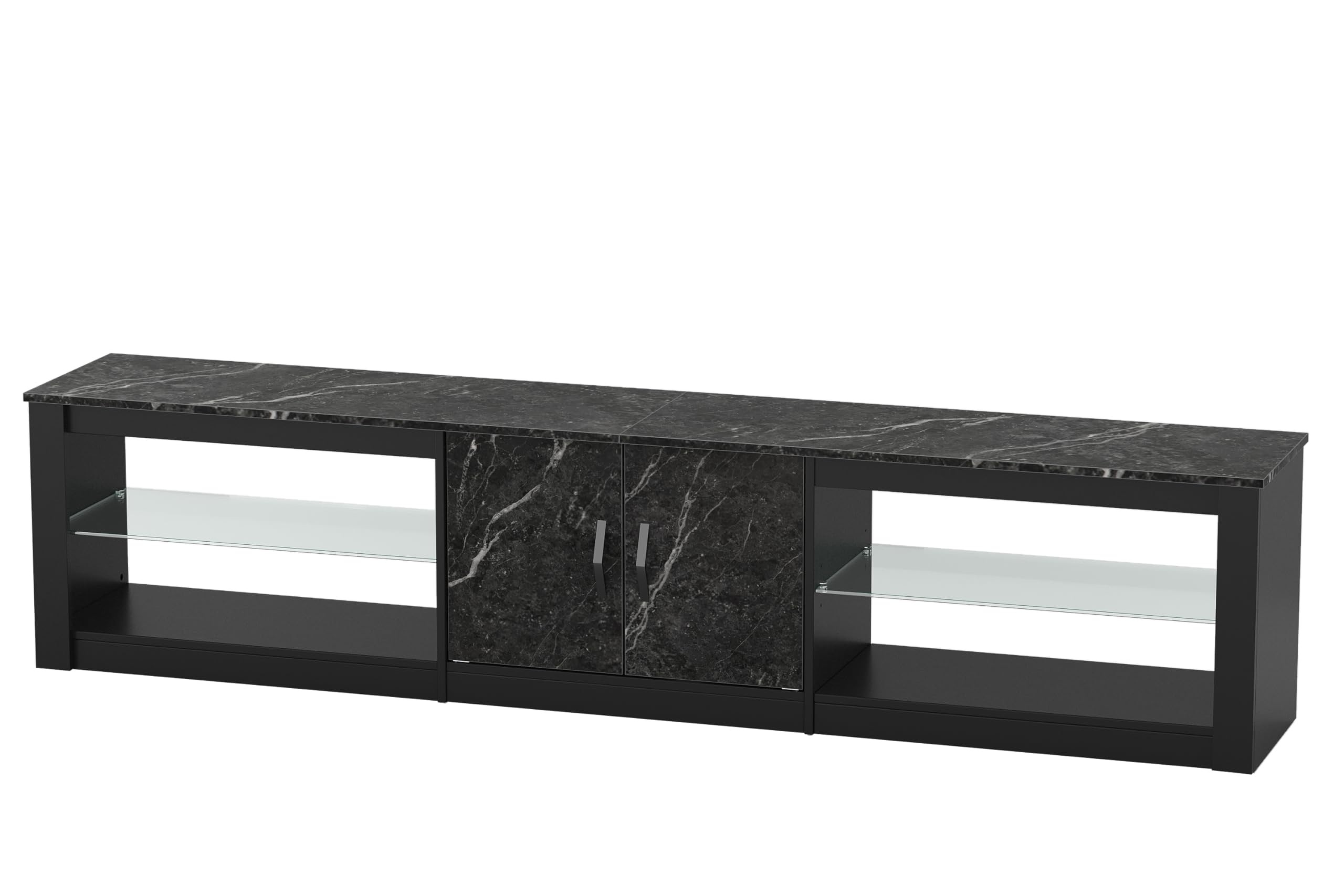 Bestier 80 Inch TV Stand for 75-86 Inch TVs with Storage Cabinet & Adjustable Glass Shelves - Modern Entertainment Center for Living Room & Bedroom - Compatible with PS5, Gaming Consoles & LED TVs - Black Marble Finish for Stylish Home Decor