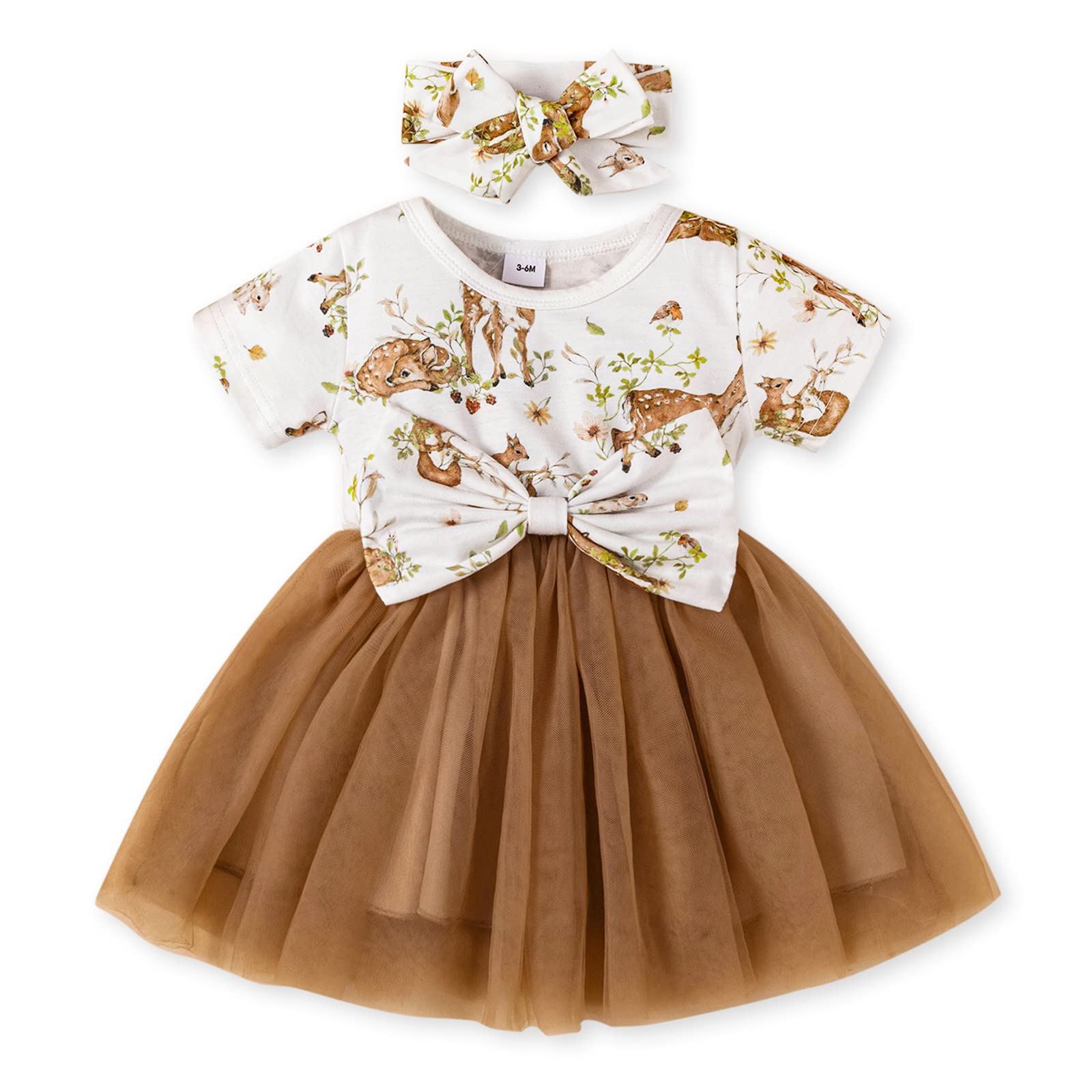 Toddler Girls Floral Princess Tutu Dress with Ruffled Short Sleeves & Headband Set - Perfect for Summer Outfits, Birthday Parties & Photo Shoots