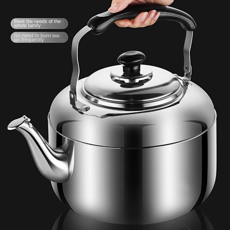 1pc 5L Large Capacity Stainless Steel Water Kettle - Induction, Gas & Electric Stove Compatible - Durable & Easy Clean Drinkware for Home, Kitchen, Travel - Perfect for Tea, Coffee, Camping & Office Use