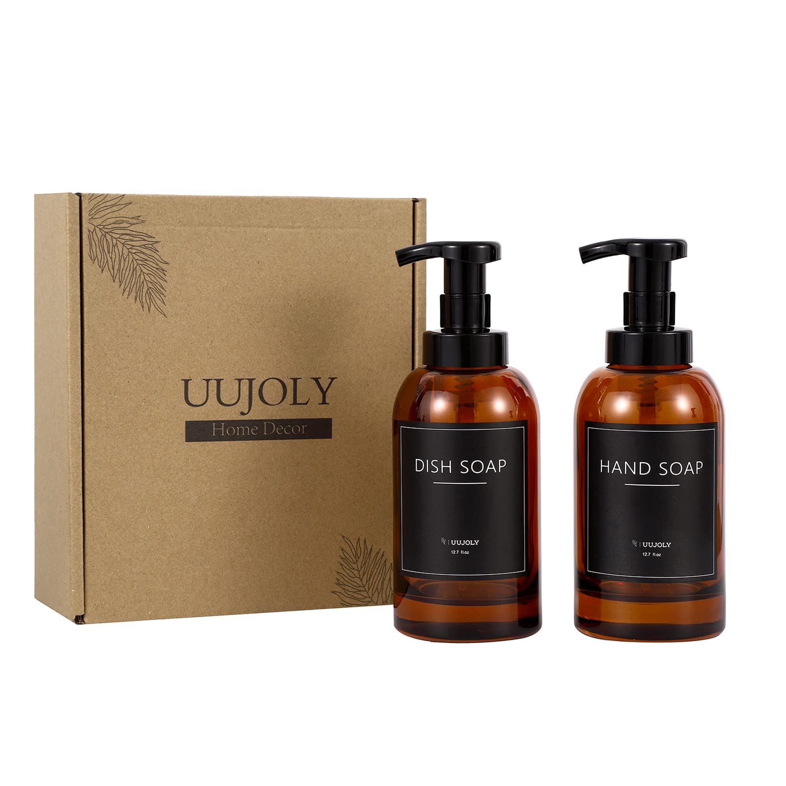 Premium Glass Foaming Hand Soap Dispenser - 2 Pack Amber Liquid Pump Bottle for Bathroom & Kitchen | Ideal for Shampoo, Body Wash & Dish Soap | Perfect for Home, Office & Spa Hygiene Stations