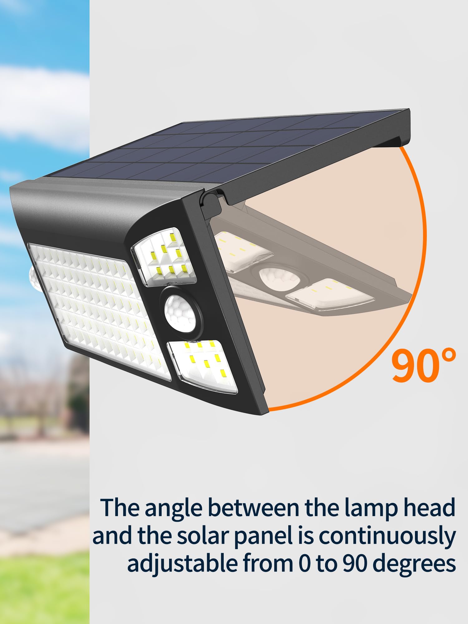 Intelamp Solar Outdoor Lights Waterproof - 1300LM Solar Flood Lights with Dual Motion & Light Sensors, 270° Wide Lighting Angle, 3 Modes - Perfect for Garden, Yard, Patio, Pathway & Driveway Security Lighting
