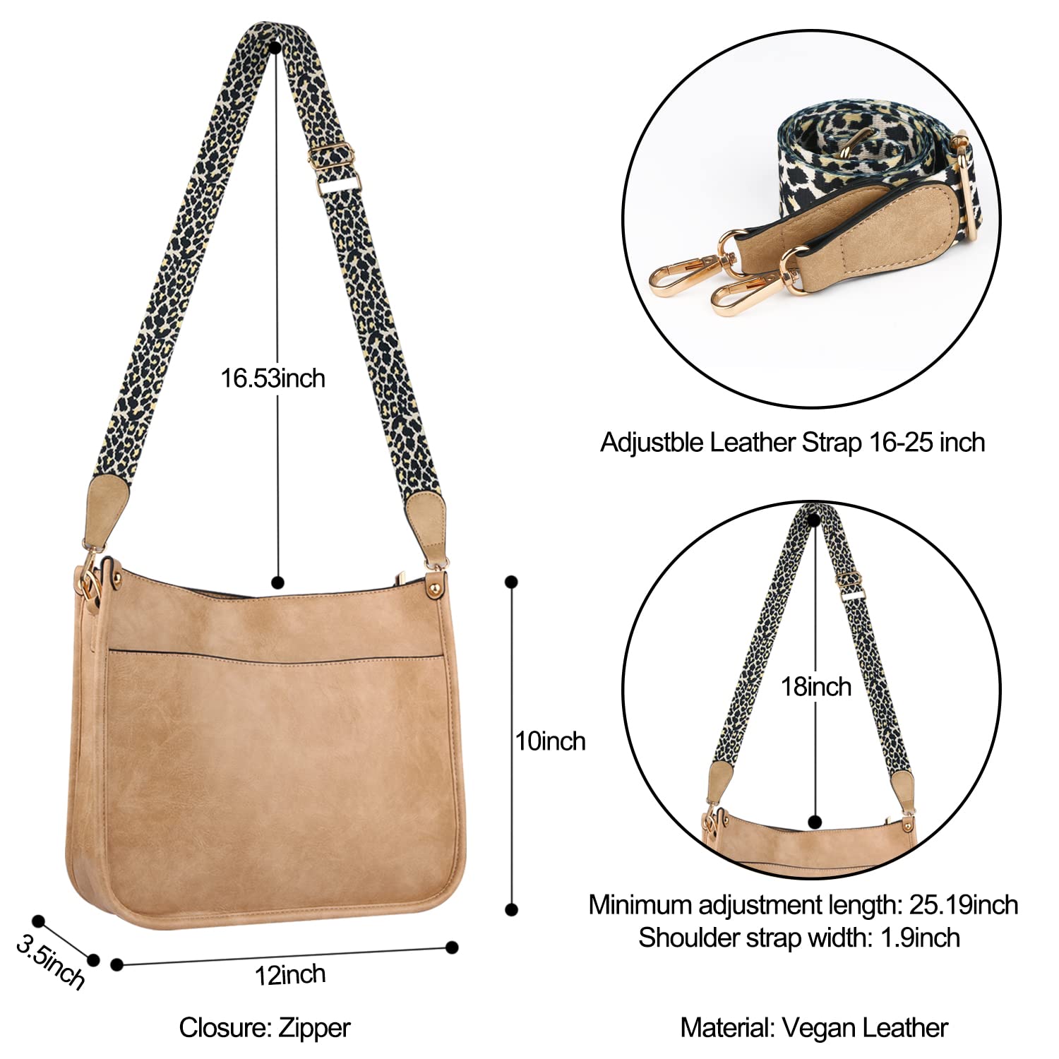 Vegan Leather Crossbody Bag for Women - Work, Travel & Shopping