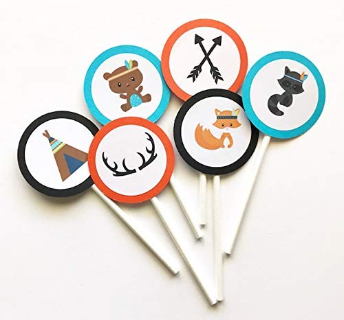 12-Piece Tribal Animals Cupcake Toppers for Birthday Parties, Baby Showers & Jungle Theme Decorations