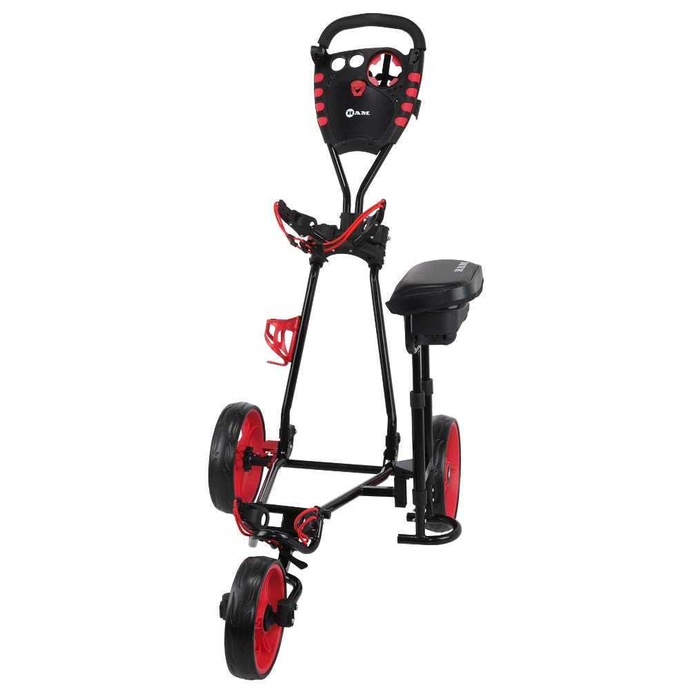 RAM Golf X-Pro Laser 3 Wheel 可折叠高尔夫推车带座椅 - 轻便耐用，适合球场及户外休闲使用