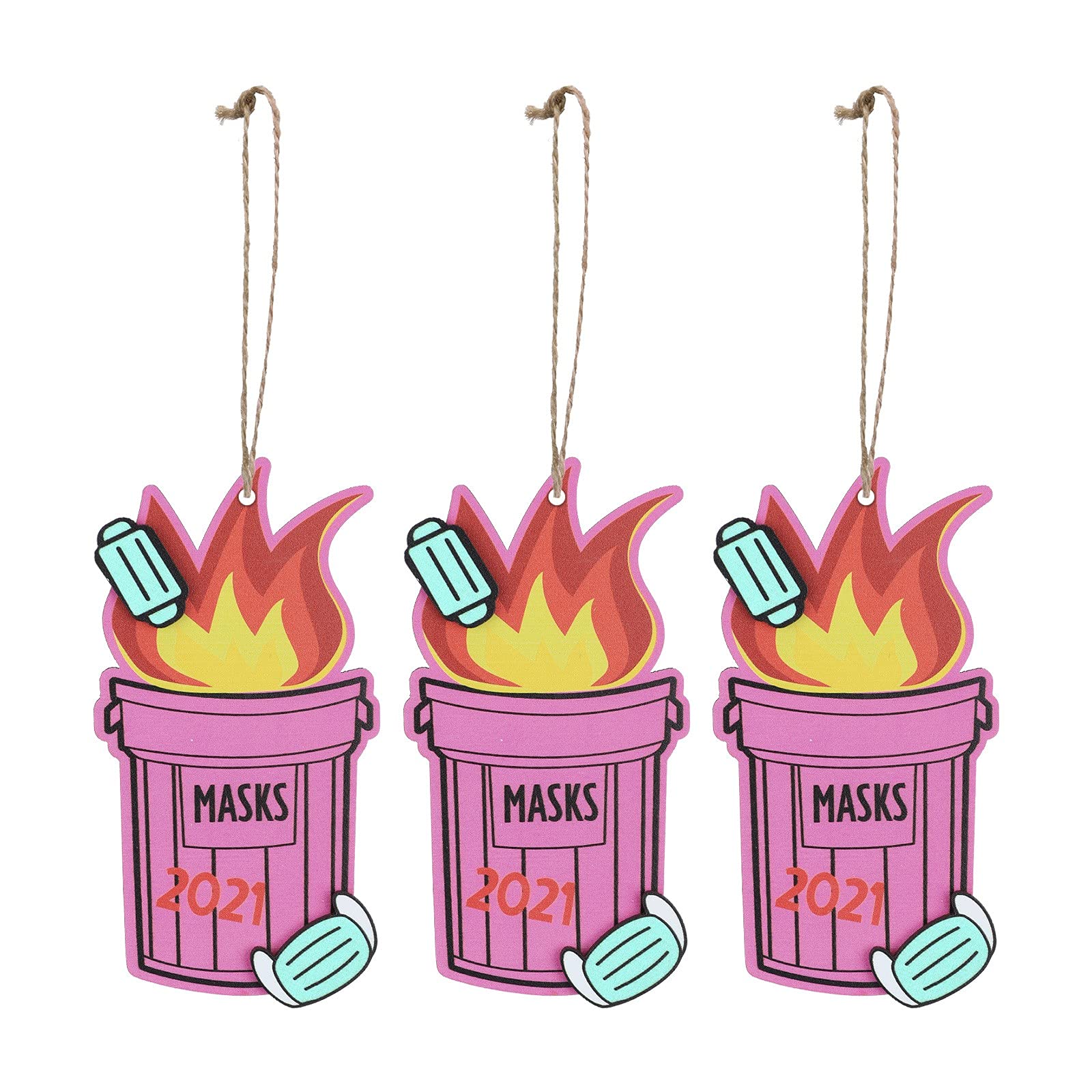 2023 Personalized Christmas Ornaments - Funny Dumpster Fire Wooden Pendants (3PCS) for Tree & Home Decor - Unique Holiday Gifts for Family & Friends