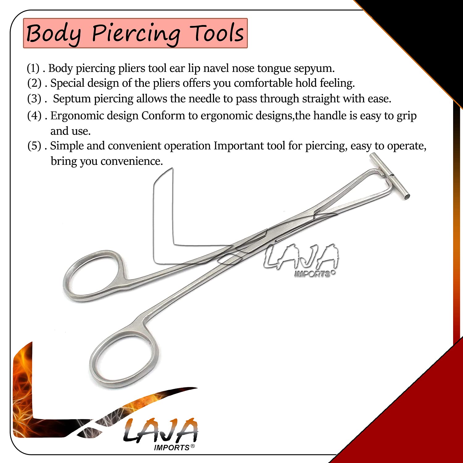 Non-Locking Septum Forceps - Professional Nose & Tongue Piercing Clamp Tool for Tattoo & Body Jewelry - Perfect for Piercing Studios & DIY Enthusiasts