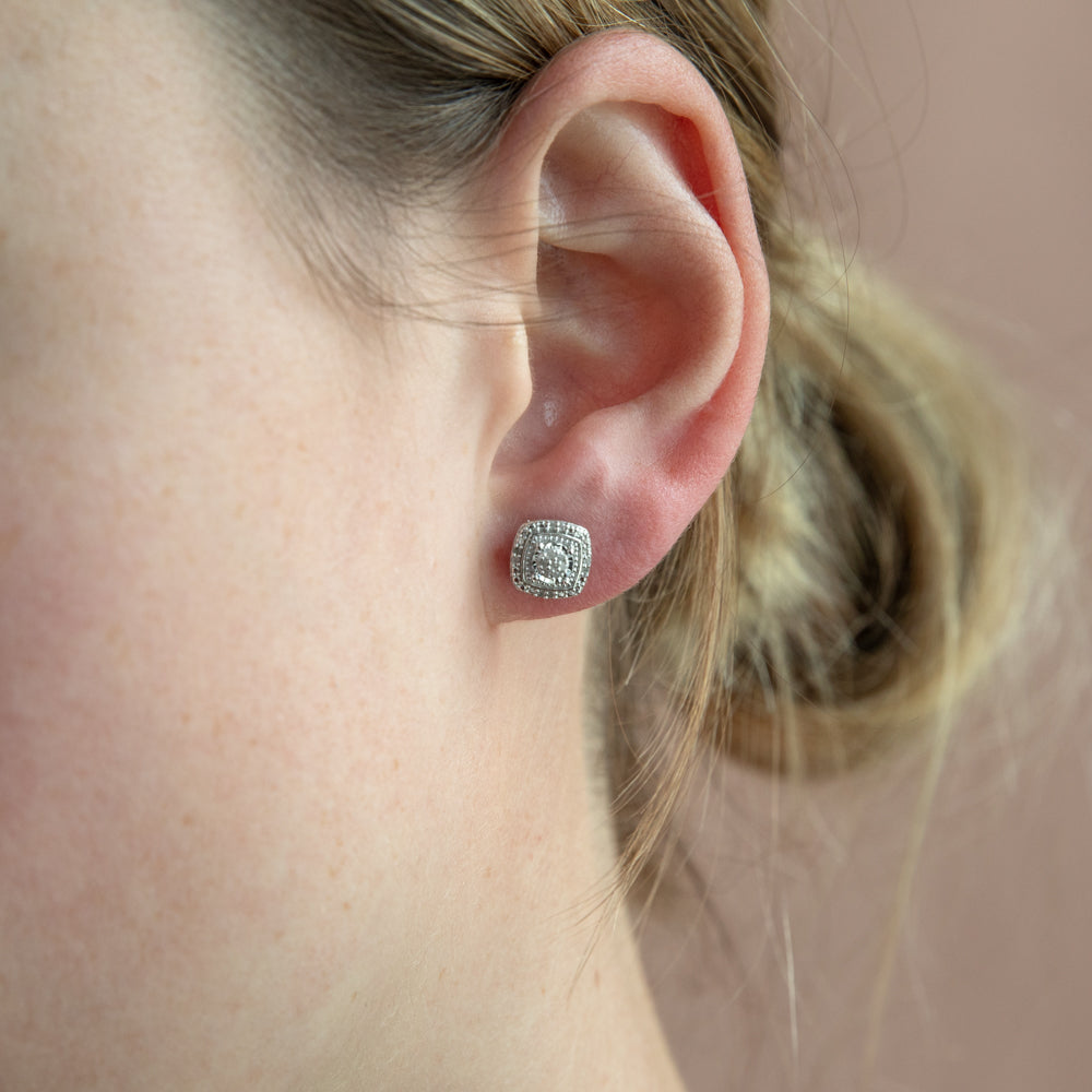 0.10 Carat Diamond Stud Earrings Set - 30 Brilliant Round Cut Diamonds in Sterling Silver 925 - Perfect for Everyday Wear, Anniversary Gifts & Special Occasions