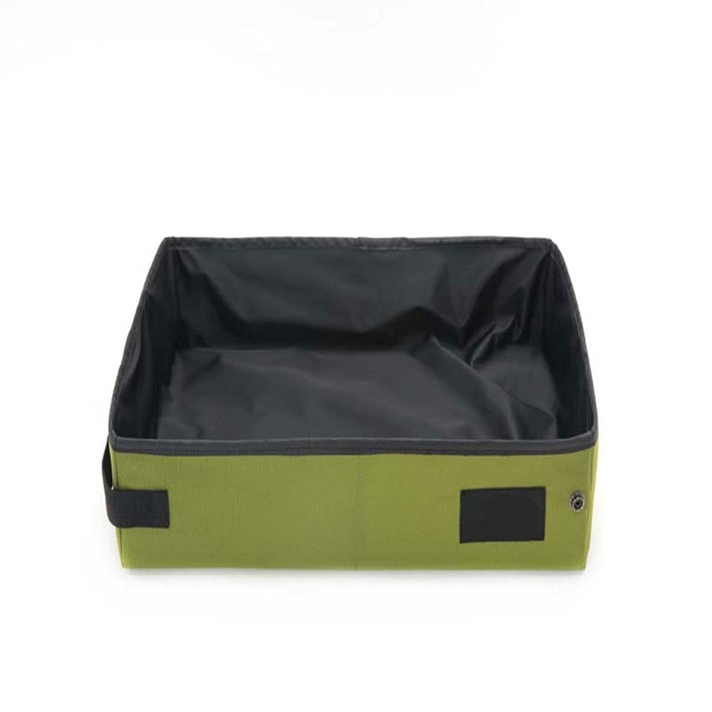 DIWANG Foldable Cat Litter Box - Waterproof Portable Pet Travel Toilet for Cats & Small Dogs - Green Small Size (40x30x10cm) - Perfect for Outdoor Camping, Car Trips & Home Use
