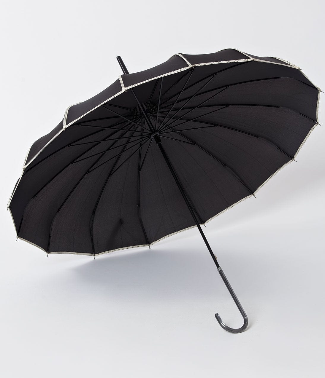 Vintage Black & White Polka Dot Pagoda Umbrella - Elegant Princess Style Parasol for Women, Perfect for Weddings, Tea Parties & Vintage Fashion Photography