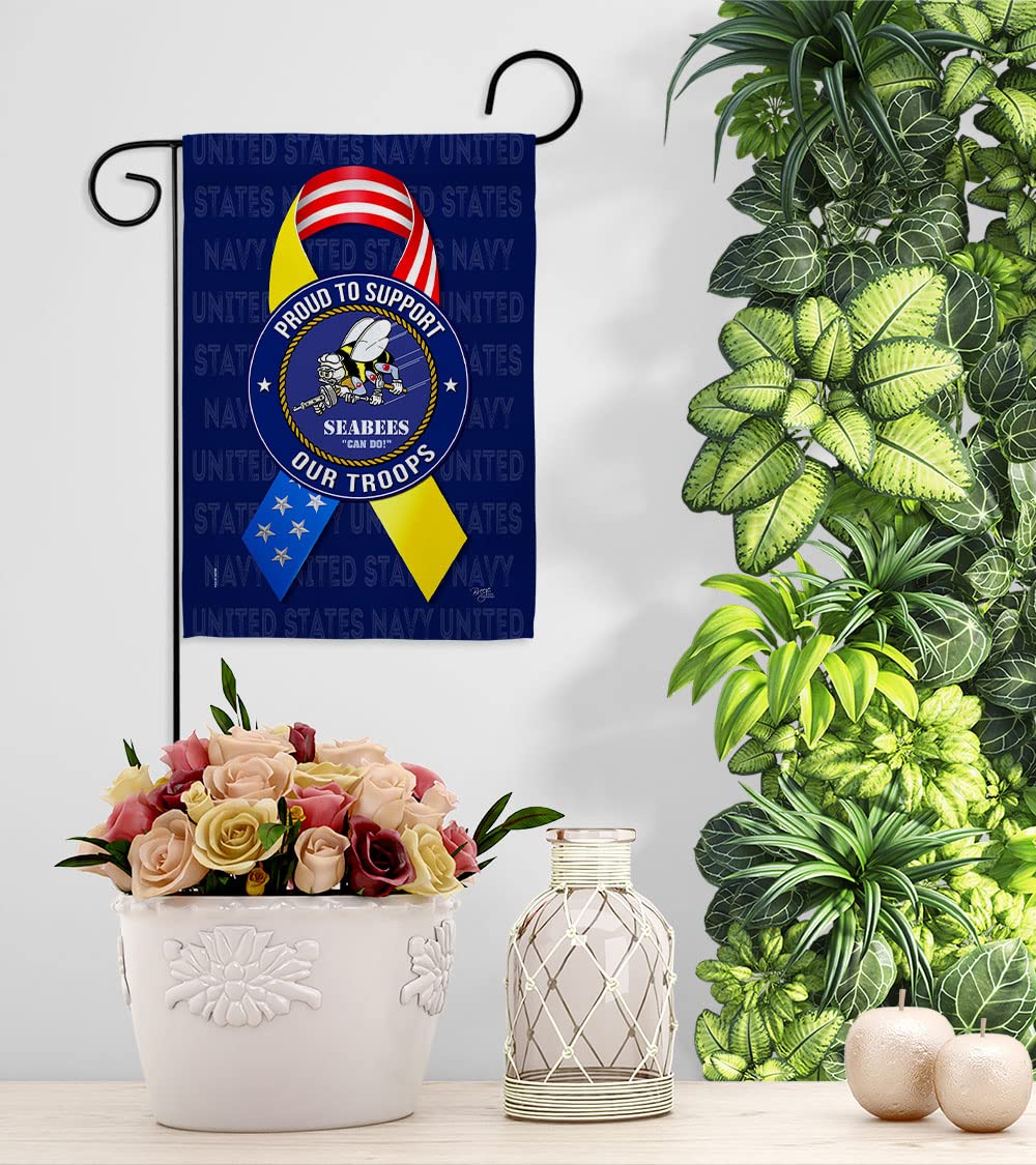 US Military Garden Flag Set - Double-Sided Navy Seabee Banner for Yard & Home Decor - Made in USA