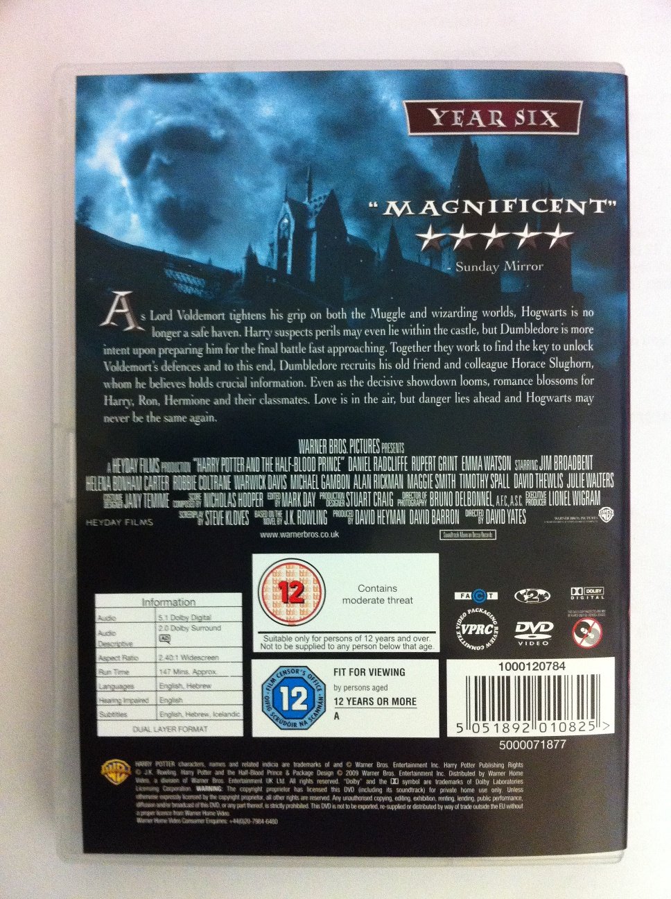 Harry Potter and the Half-Blood Prince DVD - Region Free - Widescreen Edition - Perfect for Movie Nights & Harry Potter Fan Collections