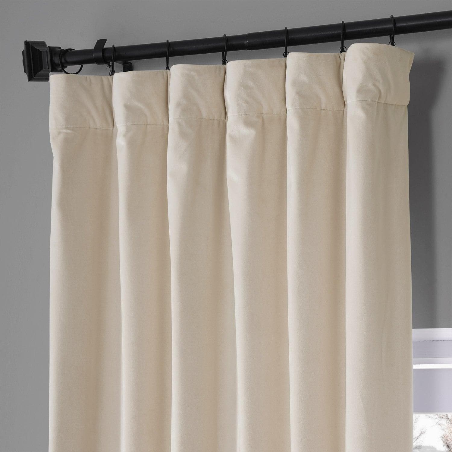 Premium Diva Cream Signature Plush Velvet Blackout Curtains for Bedroom & Living Room - Noise Reducing Thermal Insulated Window Drapes for Hotels, Home Theater, and Nursery