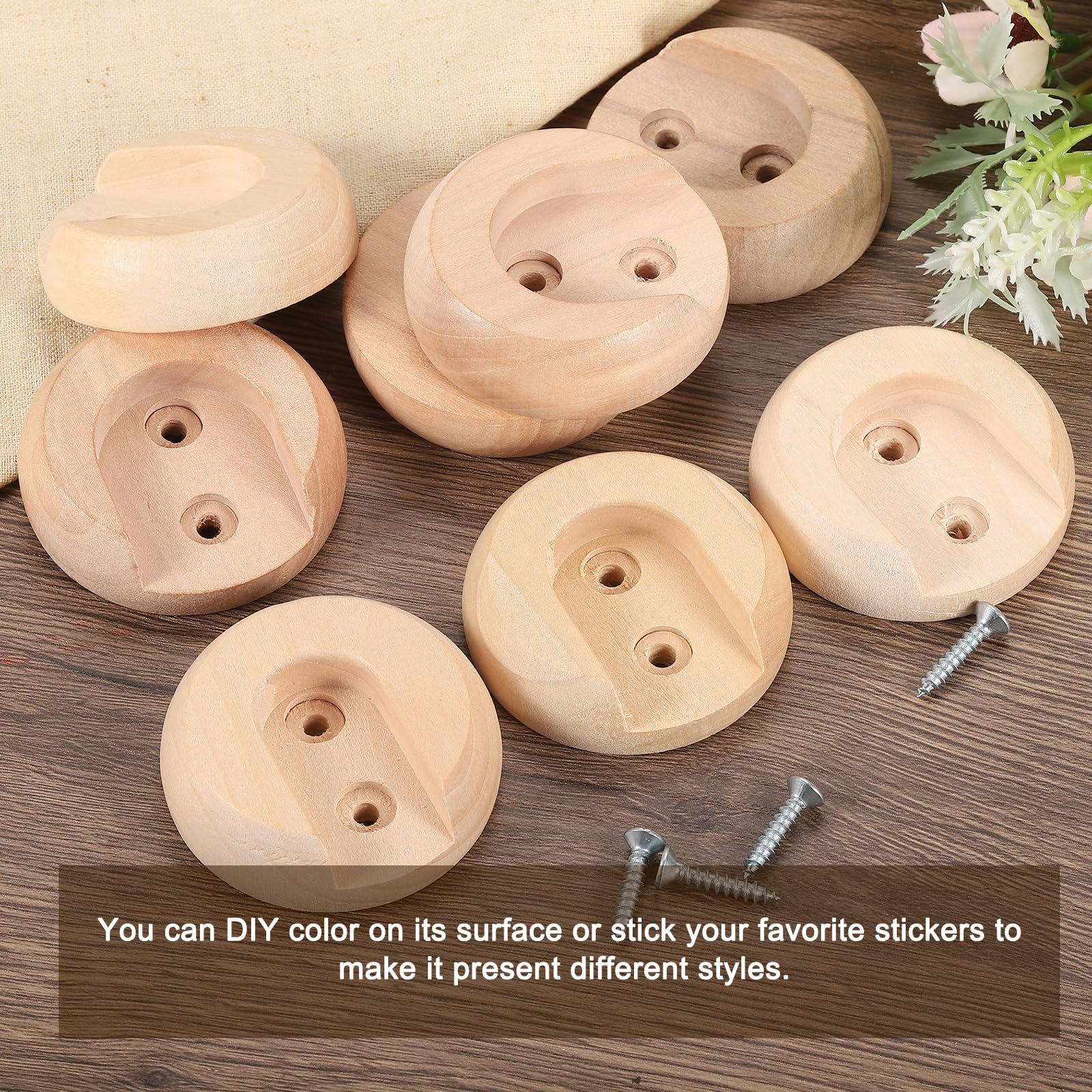 uxcell 6Pcs Wooden Closet Rod Holders - Heavy Duty Wardrobe Brackets with Screws for 20mm Closet Poles, Curtain Rod Support Sockets - Perfect for Bedroom Storage, Closet Organization & Home Decor